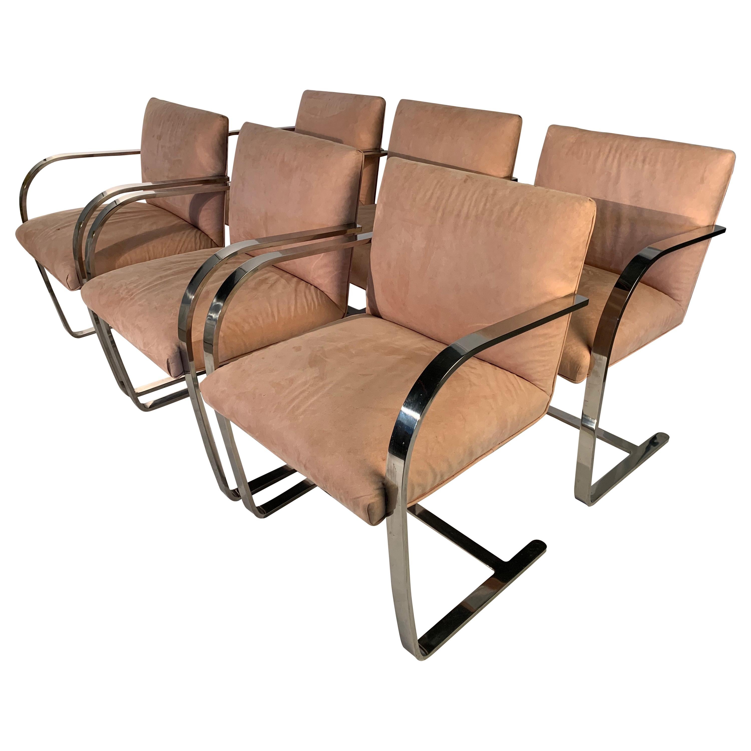 6 Mies van der Rohe style Cantilever Brno Dining Chairs, Italy circa 1970