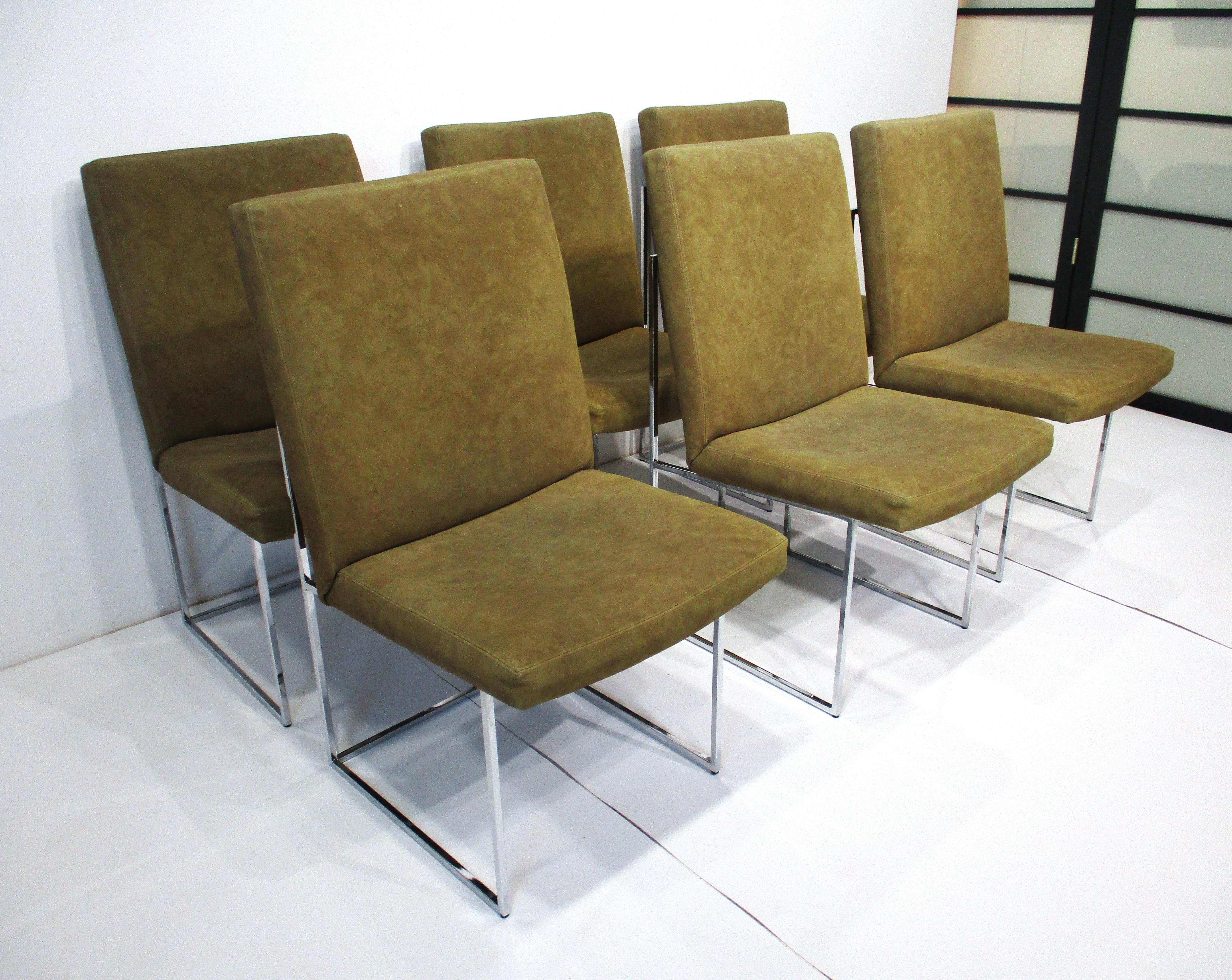 6 Milo Baughman Chrome and Suede Dining Chairs for Thayer Coggin    7