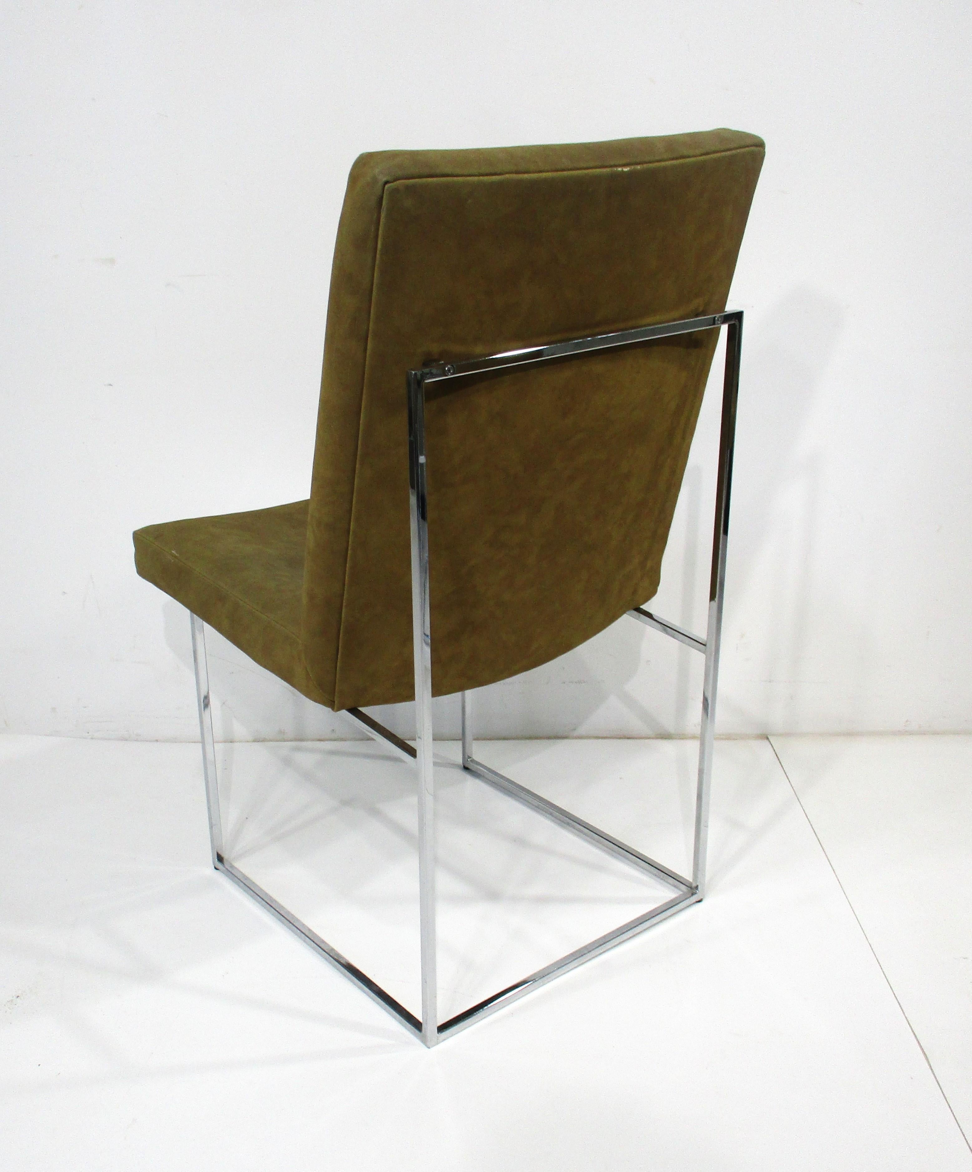 20th Century 6 Milo Baughman Chrome and Suede Dining Chairs for Thayer Coggin    For Sale