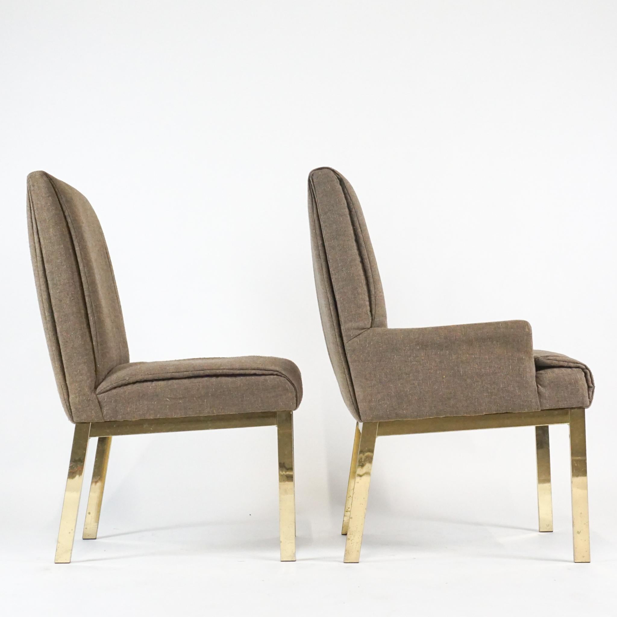 Late 20th Century 6 Milo Baughman Design Institute America Brass Tuxedo Parsons Chairs Plus 4 Xtra For Sale