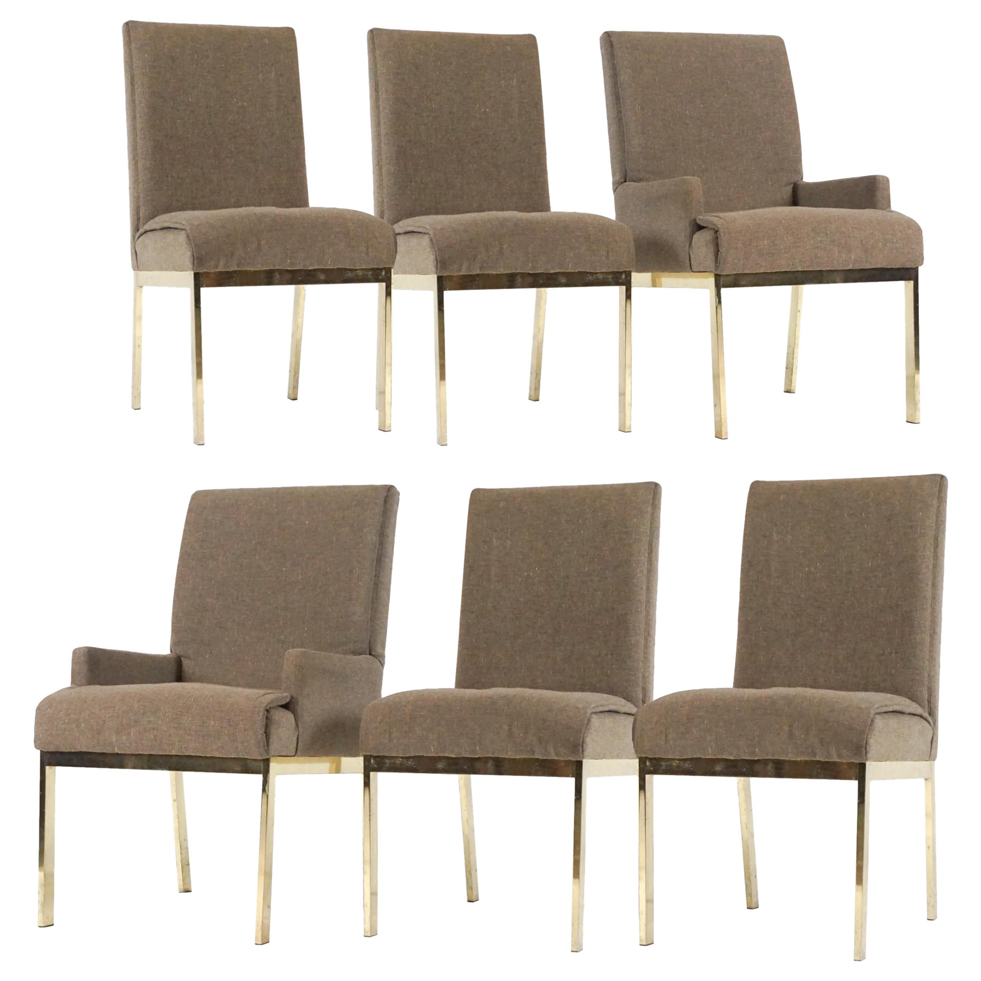 6 Milo Baughman Design Institute America Brass Tuxedo Parsons Chairs Plus 4 Xtra