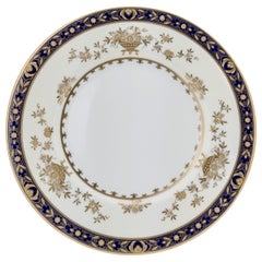 6 Minton England Cobalt Blue and Raised Gold Dinner Plates