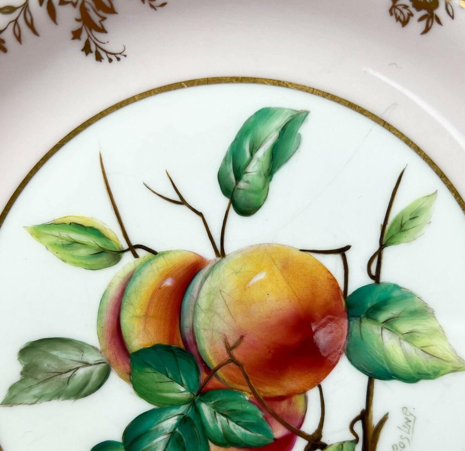 English 6 Minton Hand Painted Porcelain Dessert Plates Fruit Signed c. 1950 Tiffany