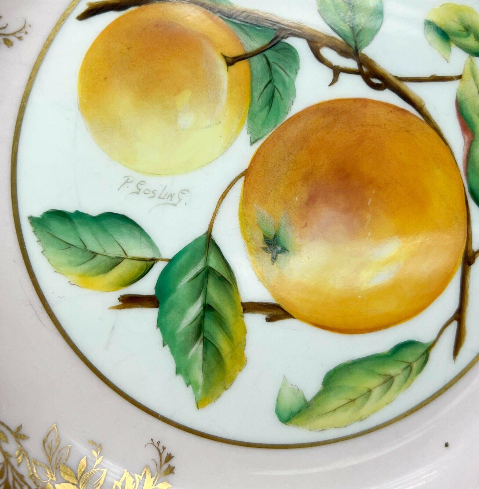 Hand-Painted 6 Minton Hand Painted Porcelain Dessert Plates Fruit Signed c. 1950 Tiffany