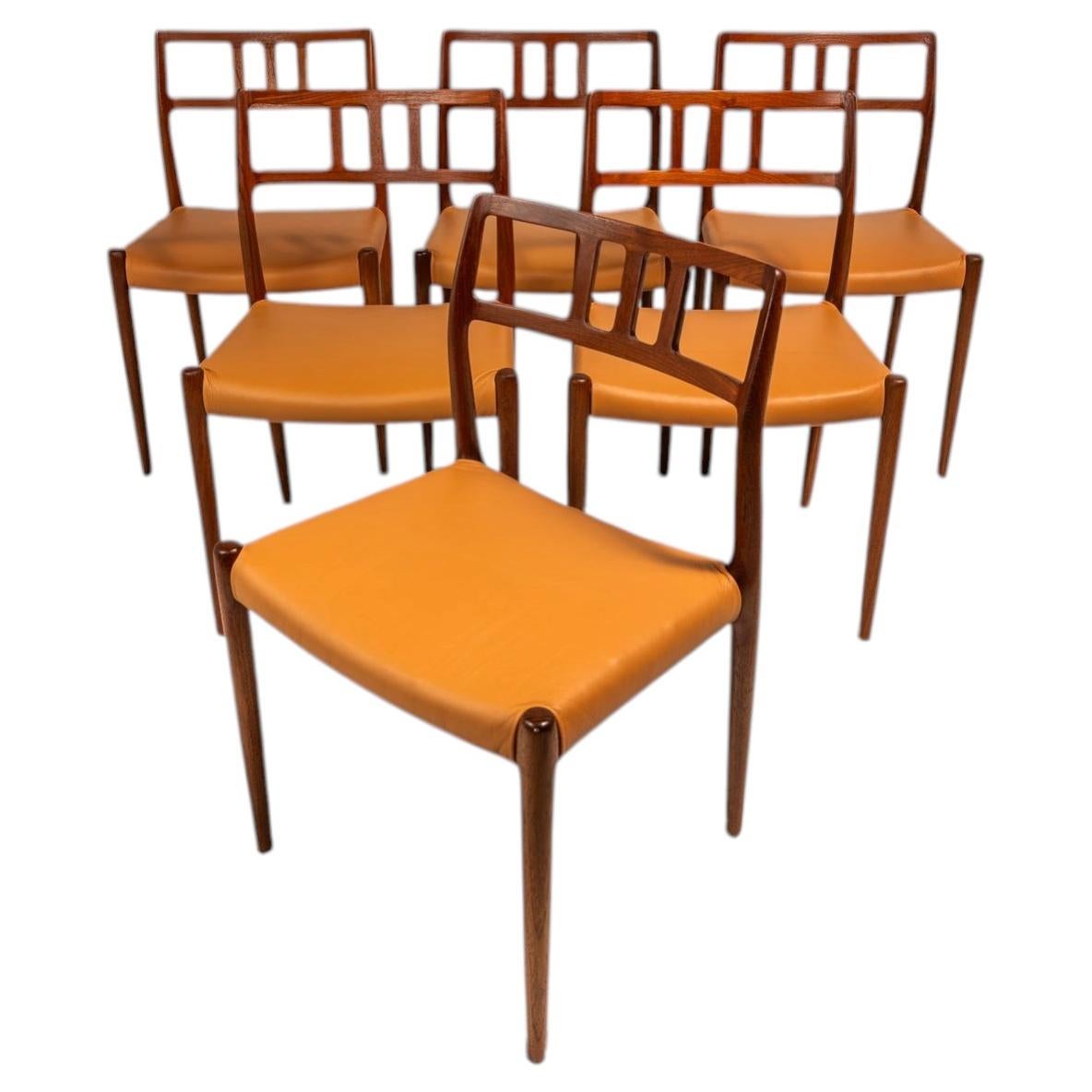 6 Model 79 Chairs, Niels Otto Møller, J.L. Møller Mobelfabrik, Denmark, c. 1960s For Sale