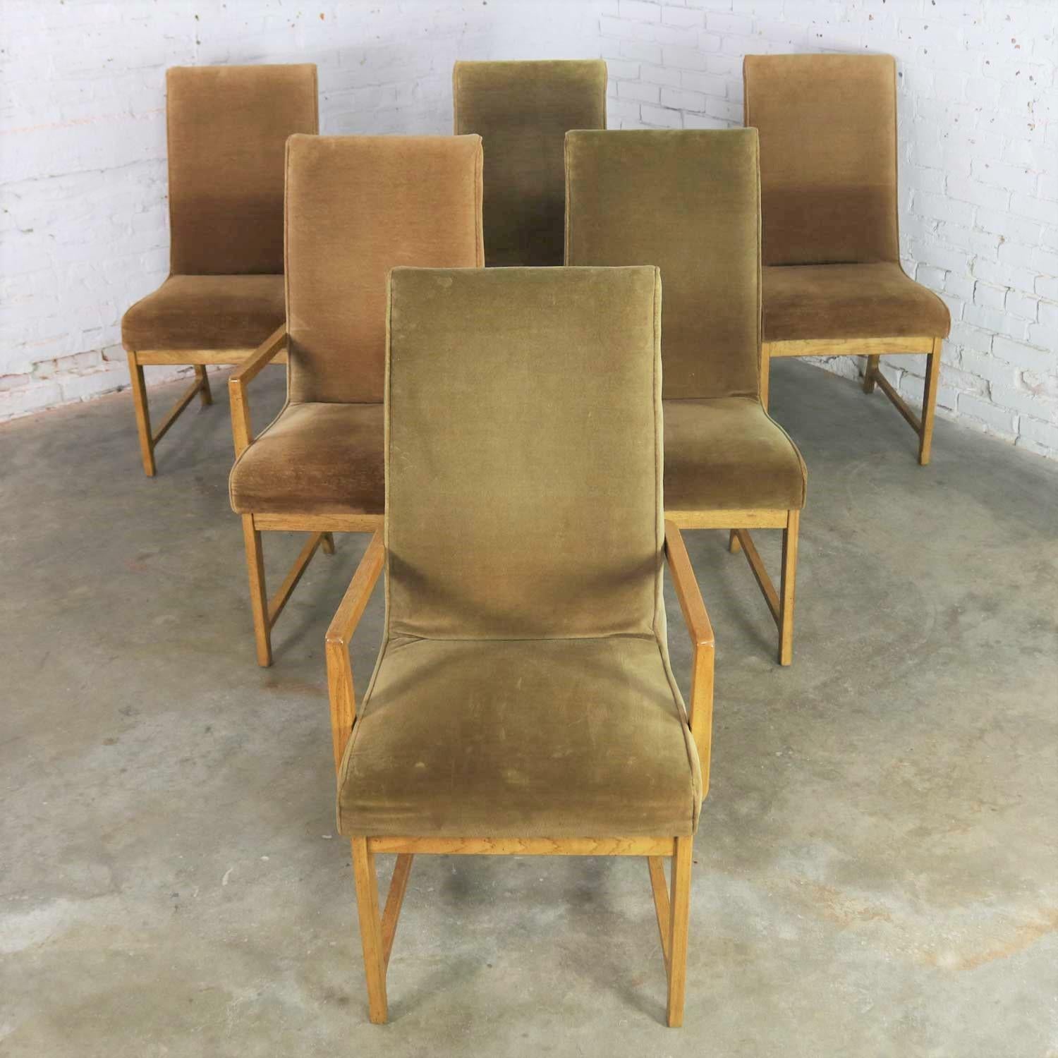 6 Modern Style Vintage Dining Chairs Velvet Scoop Seats Bernhardt Flair Hibriten 3