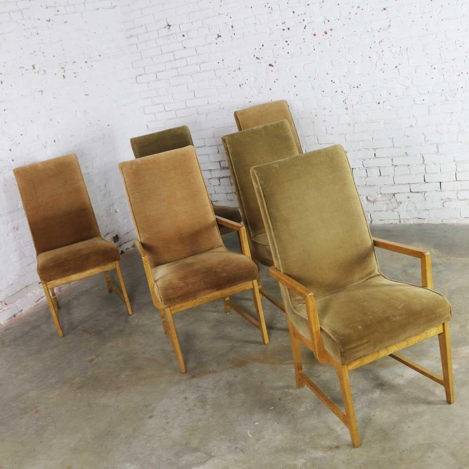 6 Modern Style Vintage Dining Chairs Velvet Scoop Seats Bernhardt Flair Hibriten 4