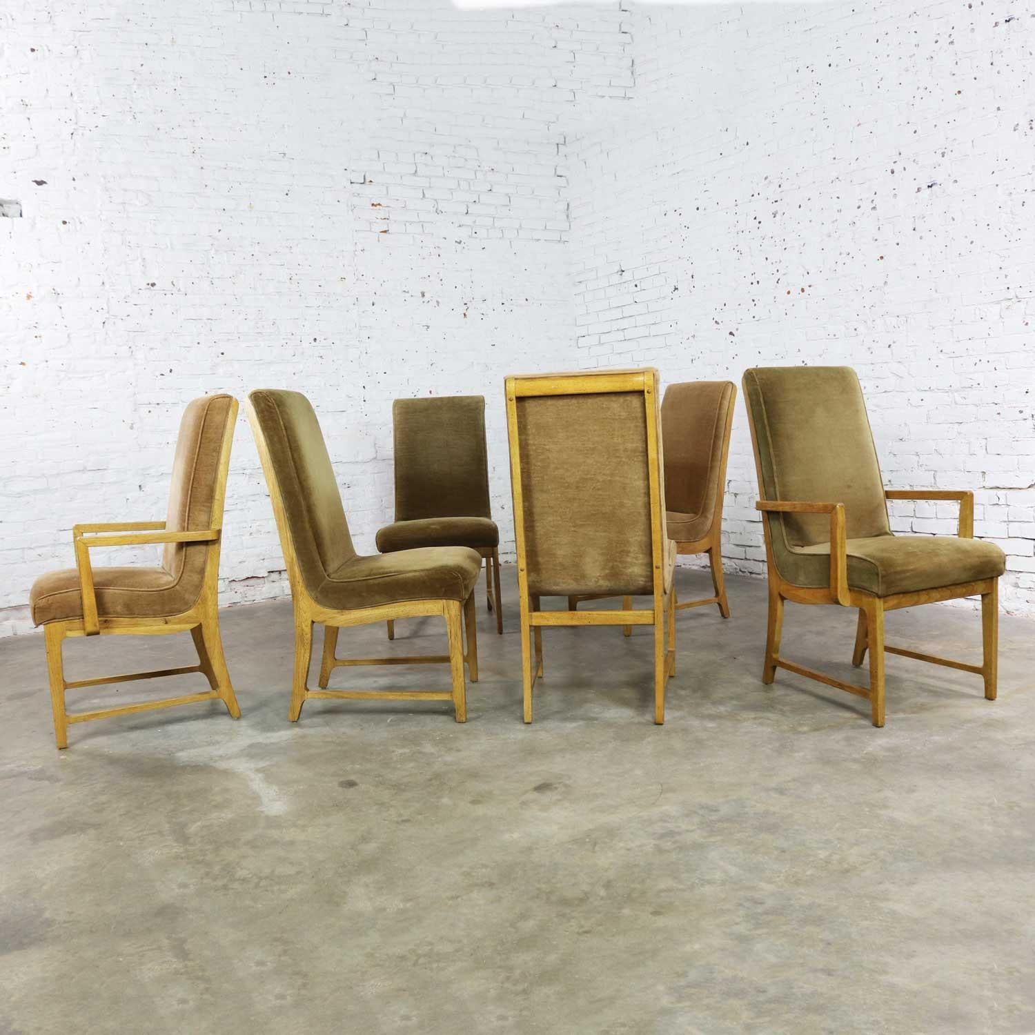 6 Modern Style Vintage Dining Chairs Velvet Scoop Seats Bernhardt Flair Hibriten 5