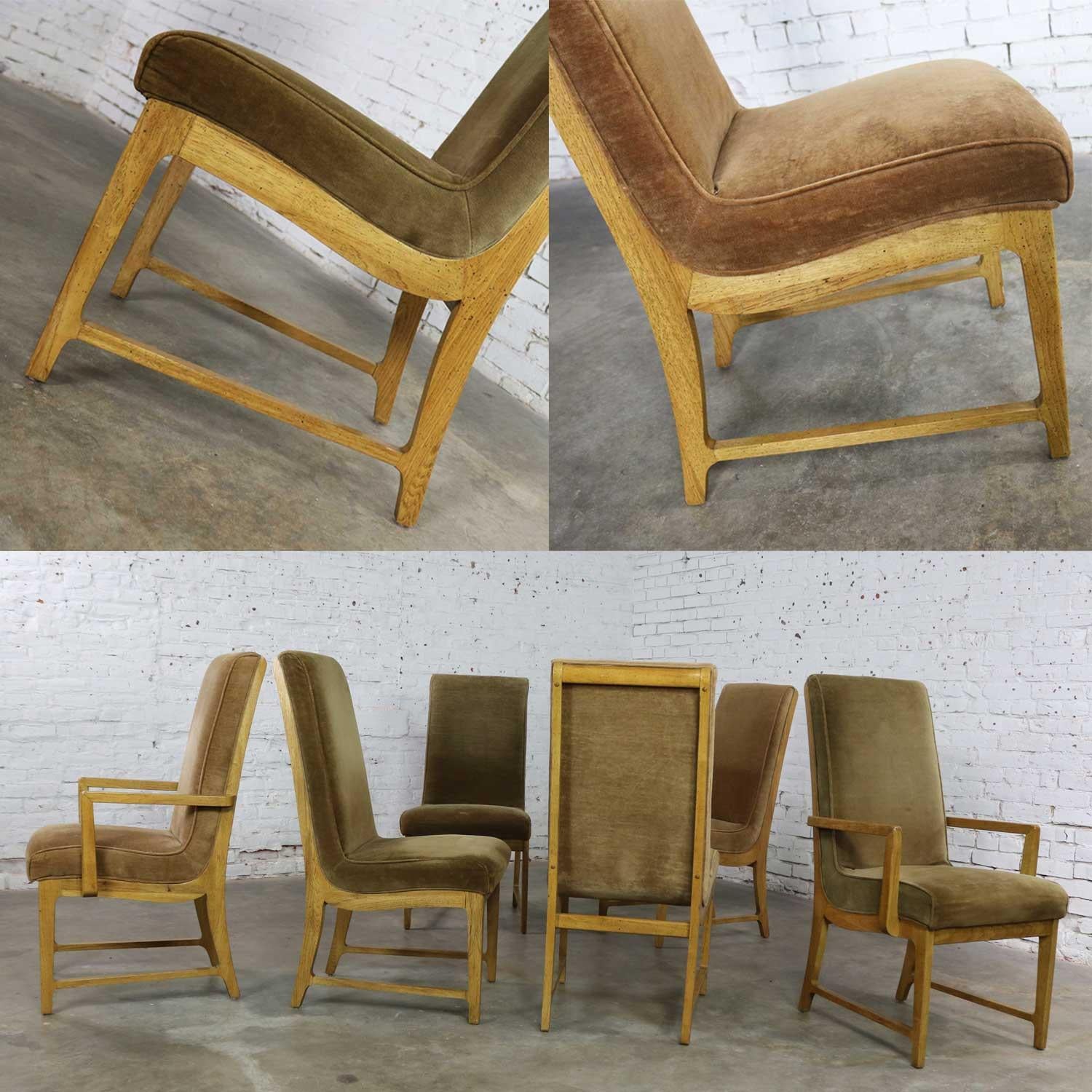 6 Modern Style Vintage Dining Chairs Velvet Scoop Seats Bernhardt Flair Hibriten 7
