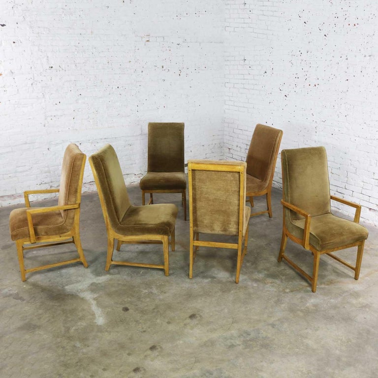 6 Modern Style Vintage Dining Chairs Velvet Scoop Seats ...