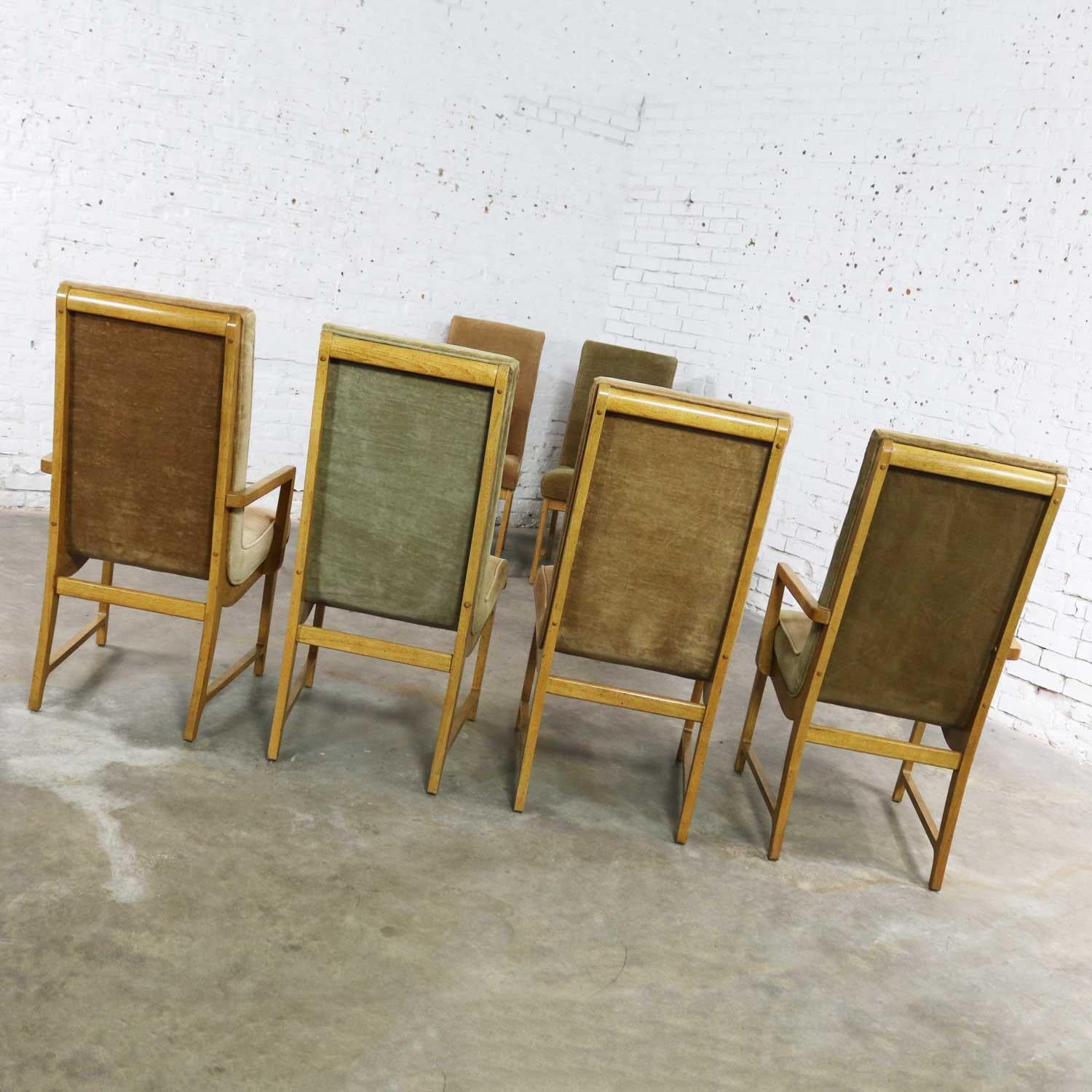 American 6 Modern Style Vintage Dining Chairs Velvet Scoop Seats Bernhardt Flair Hibriten