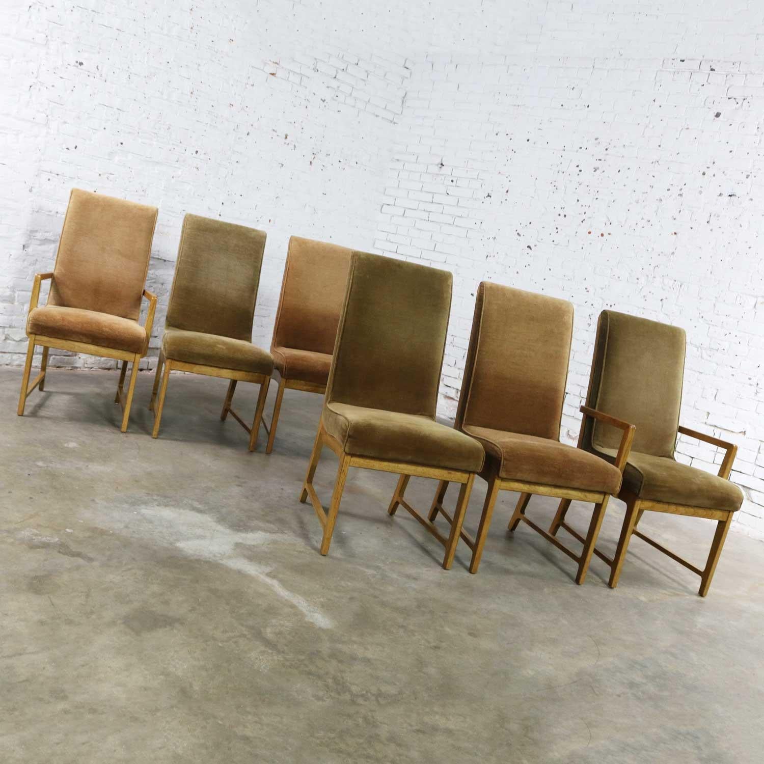 6 Modern Style Vintage Dining Chairs Velvet Scoop Seats Bernhardt Flair Hibriten 1