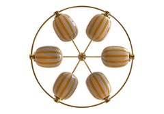 6 Module Bullseye Umbrella Chandelier with Hand-blown Glass and Brass