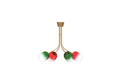 6 Module Paan Pasand Candy Chandelier with Hand-blown Glass and Brass