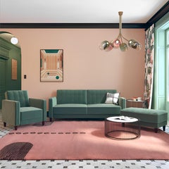 6 Module Paan Pasand Candy Chandelier with Hand-blown Glass and Brass