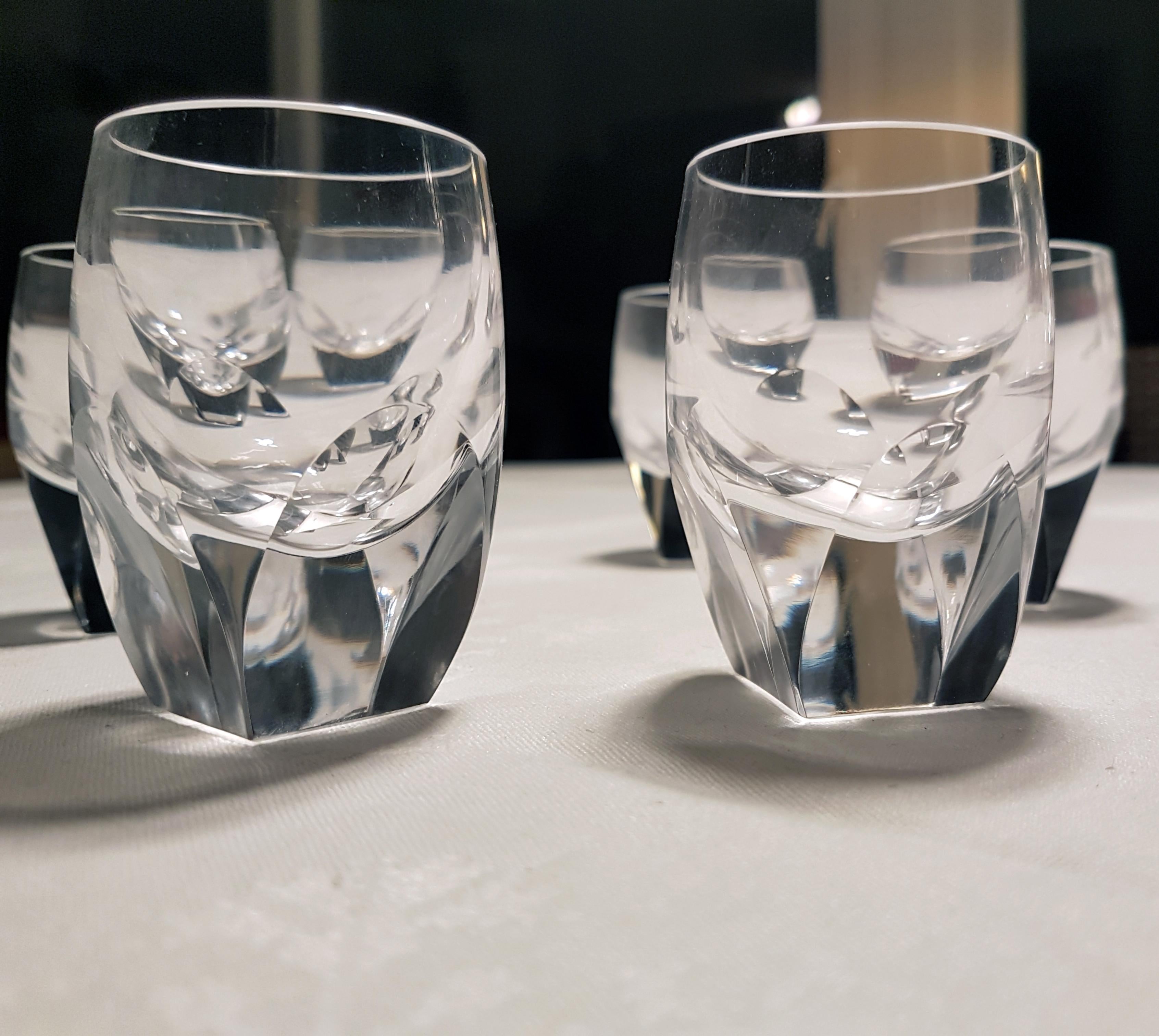 These are 6 shot glasses made from hand blown crystal by Moser in the ever popular Lady Hamilton glass cut.

This pattern is an example of the 