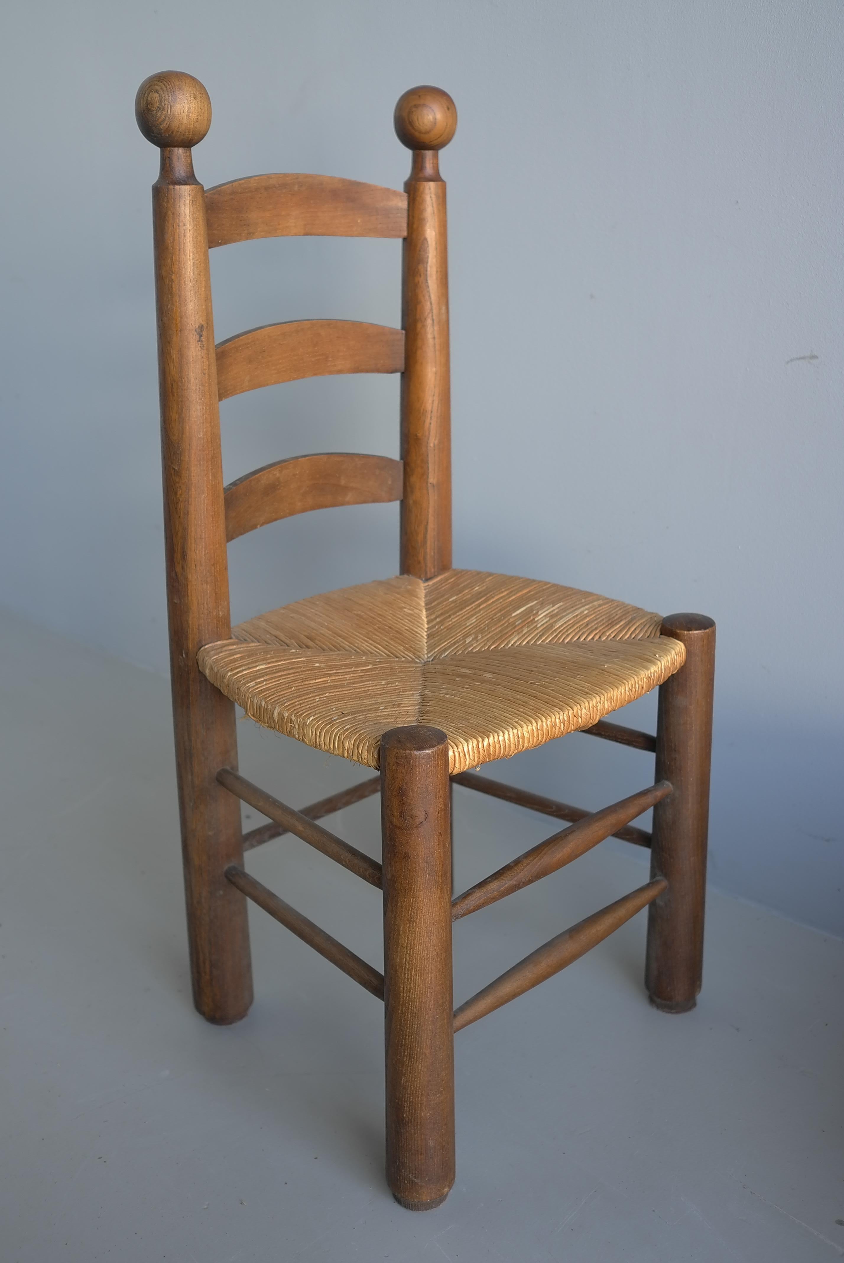 6 Chaises en Chêne Naturel et Jonc par Charles Dudouyt , France 1950's en vente 4
