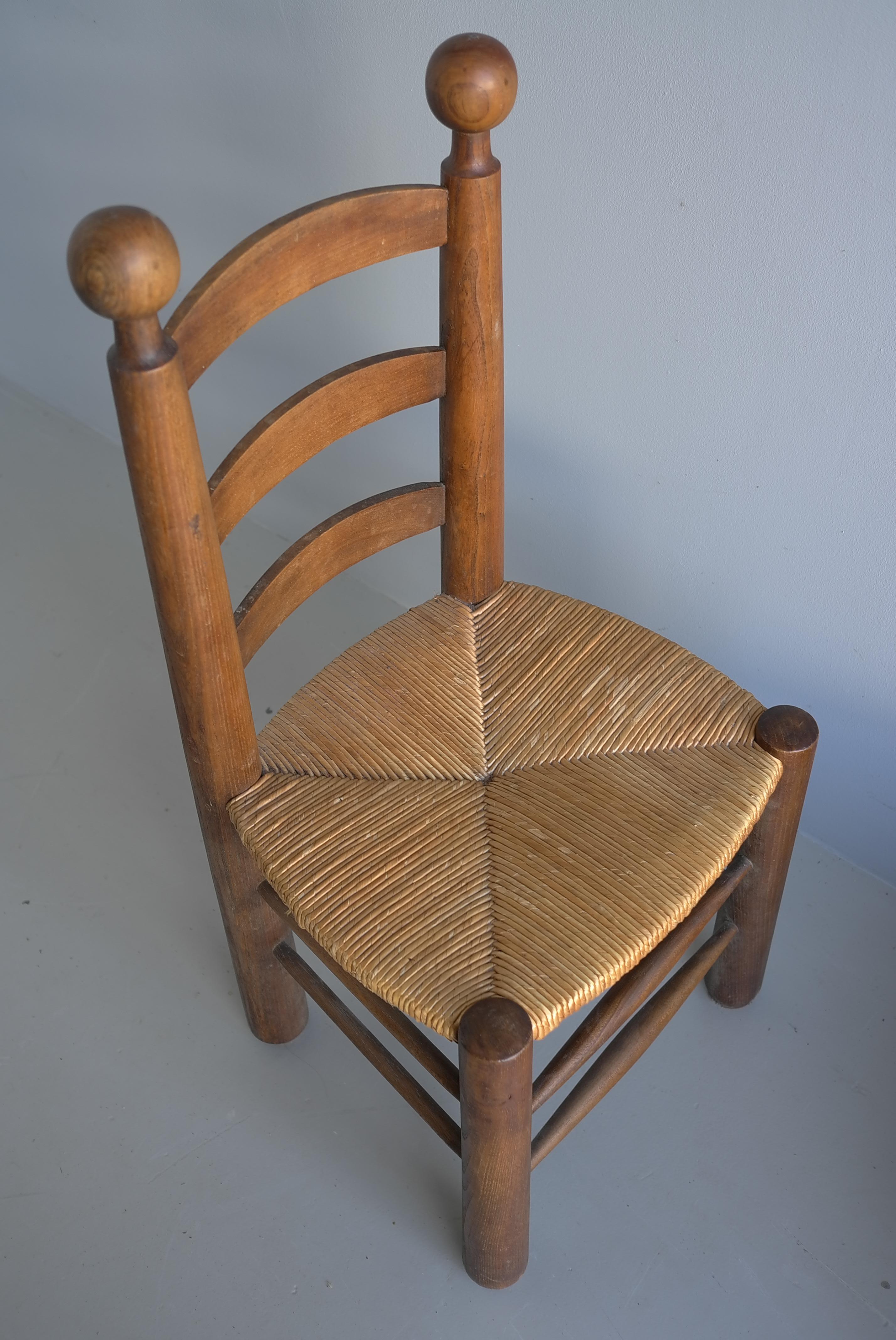 6 Chaises en Chêne Naturel et Jonc par Charles Dudouyt , France 1950's en vente 1