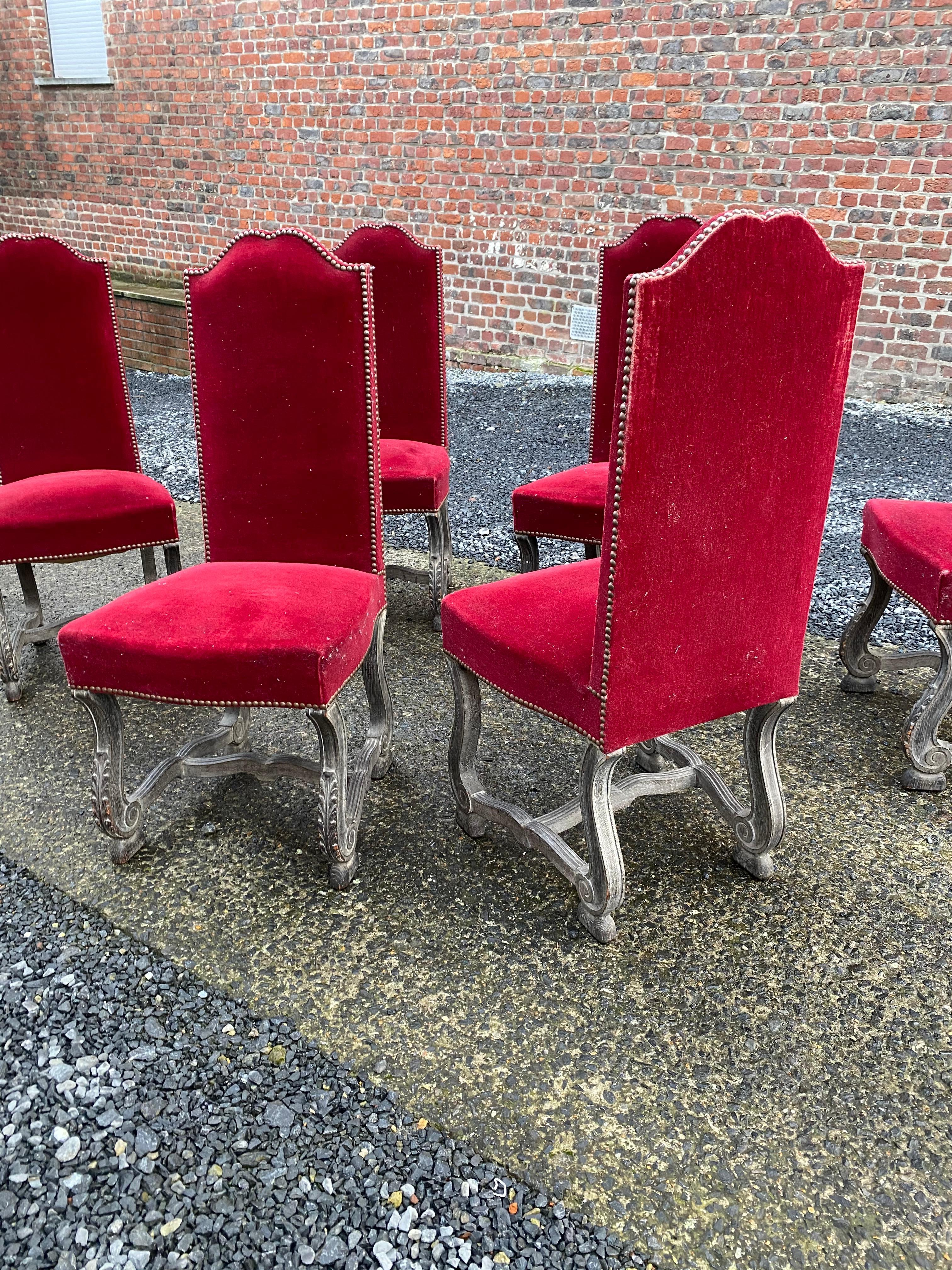6 Neoclassic Chairs in Blackened and Ceruse Oak, circa 1940-1950 For Sale 4