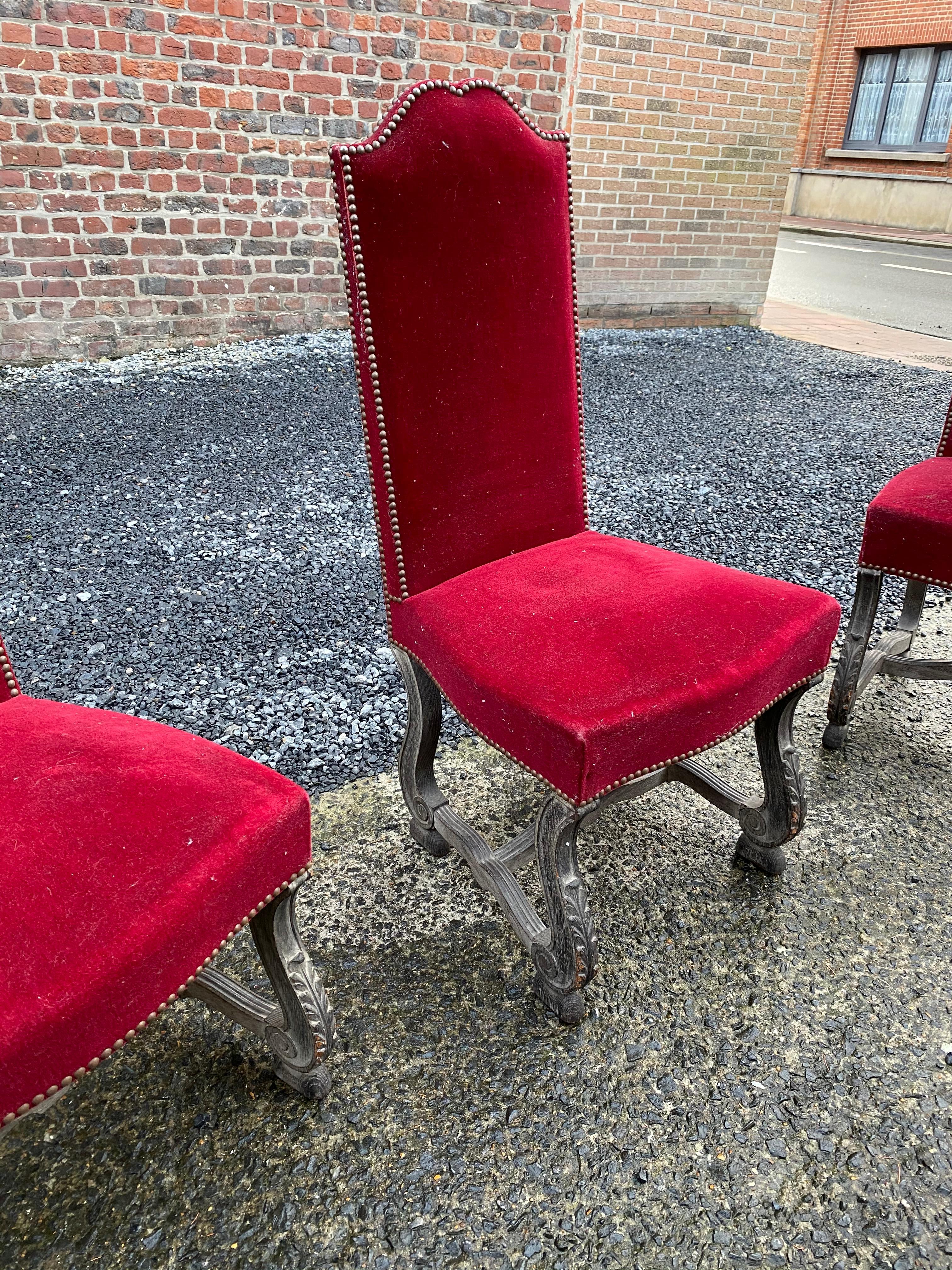 6 Neoclassic Chairs in Blackened and Ceruse Oak, circa 1940-1950 For Sale 6