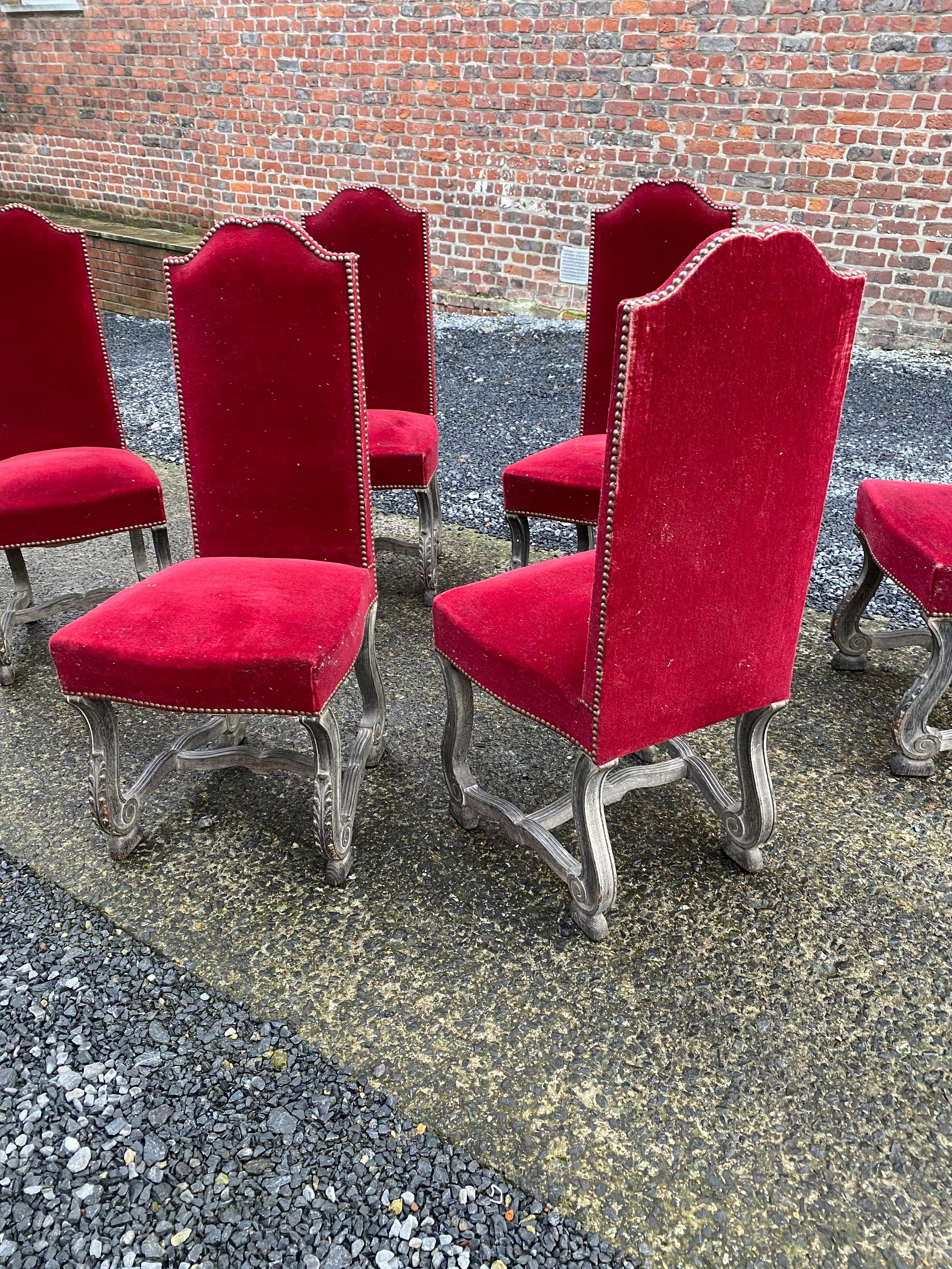 6 Neoclassic Chairs in Blackened and Ceruse Oak, circa 1940-1950 For Sale 7
