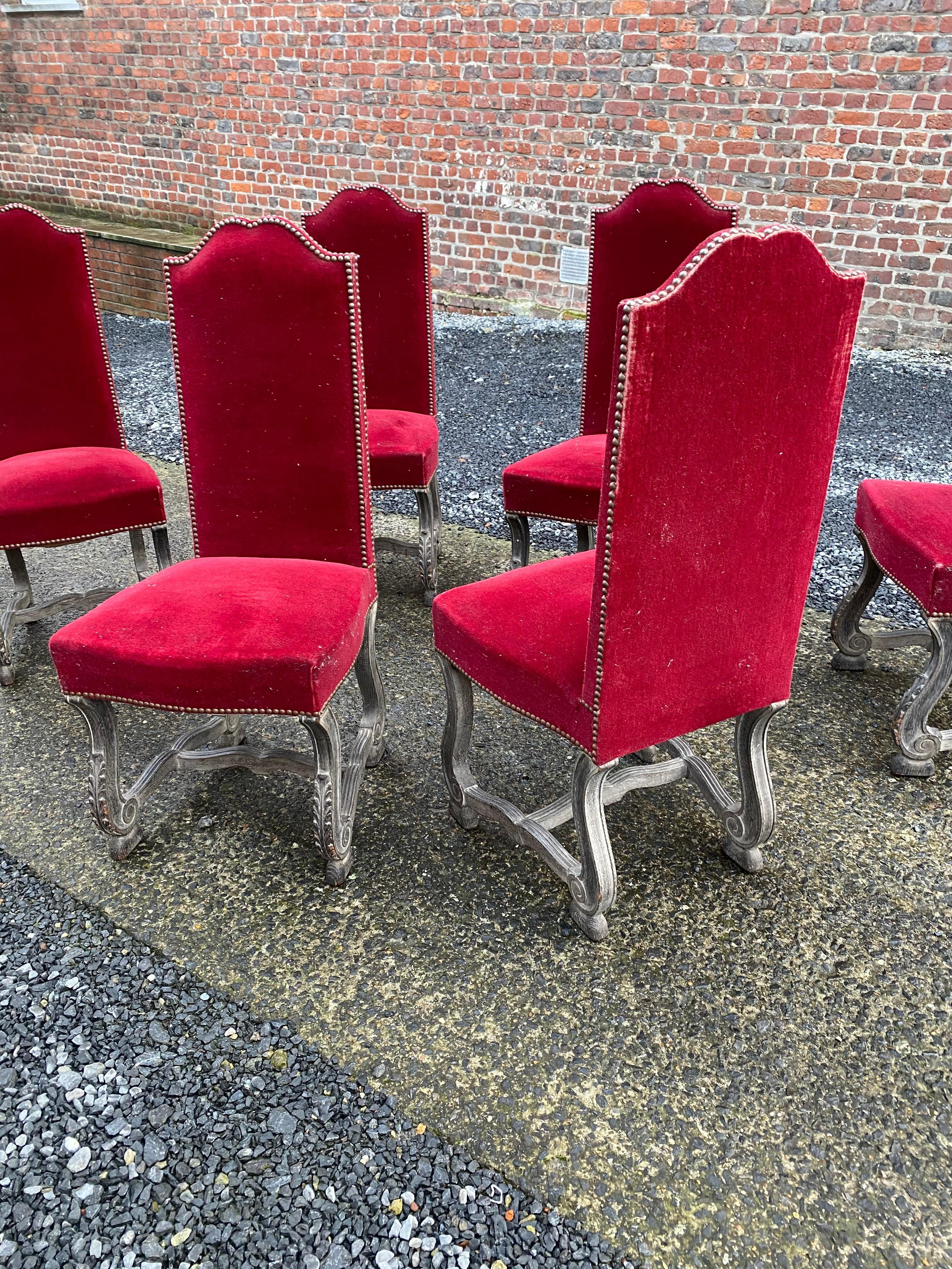 6 sedie neoclassiche in Oak Oak annerito e ceruleo, 1940-1950 ca. in vendita 6