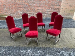 6 Neoclassic Chairs in Blackened and Ceruse Oak, circa 1940-1950