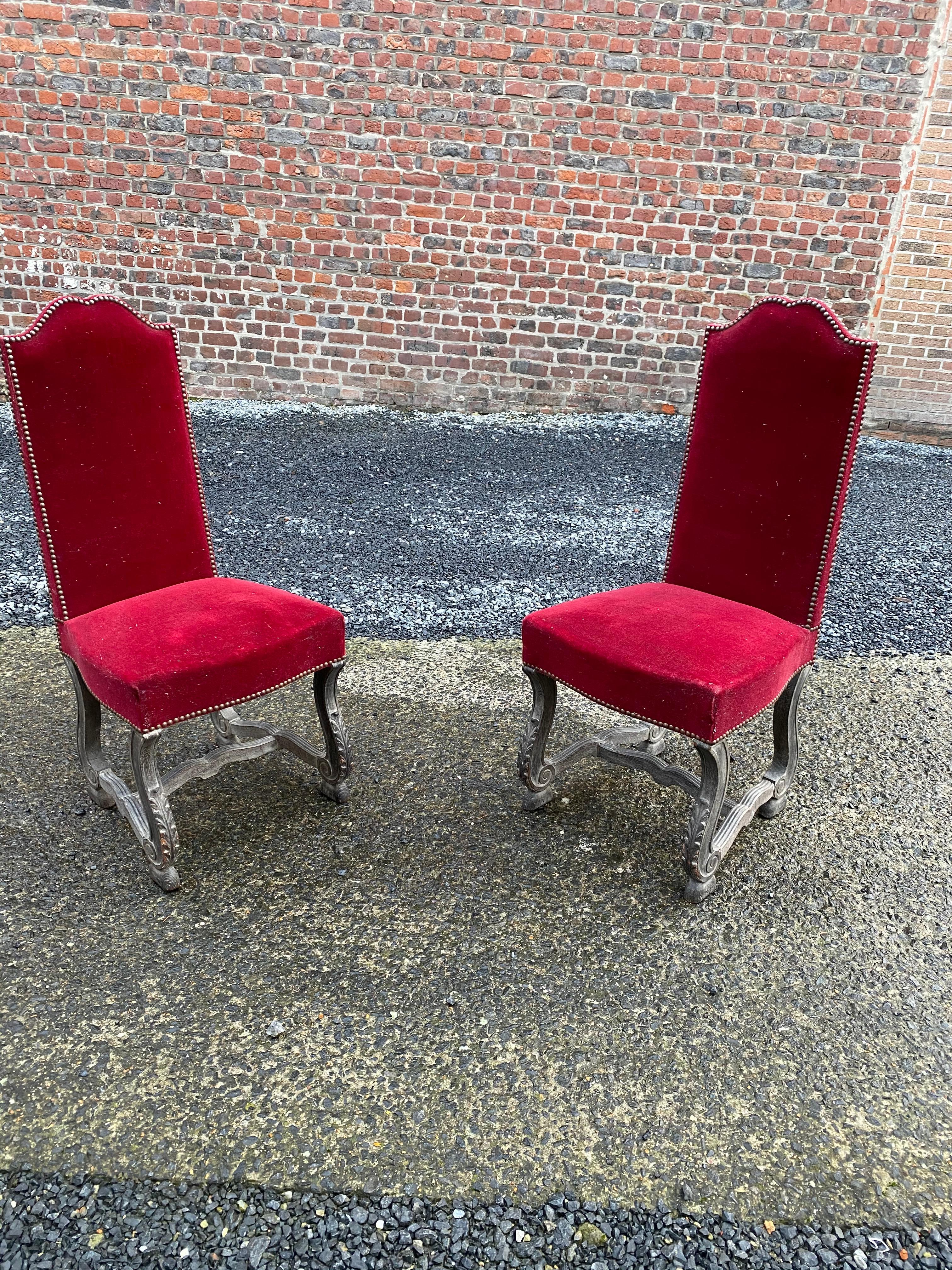 Neoclassical 6 Neoclassic Chairs in Blackened and Ceruse Oak, circa 1940-1950 For Sale