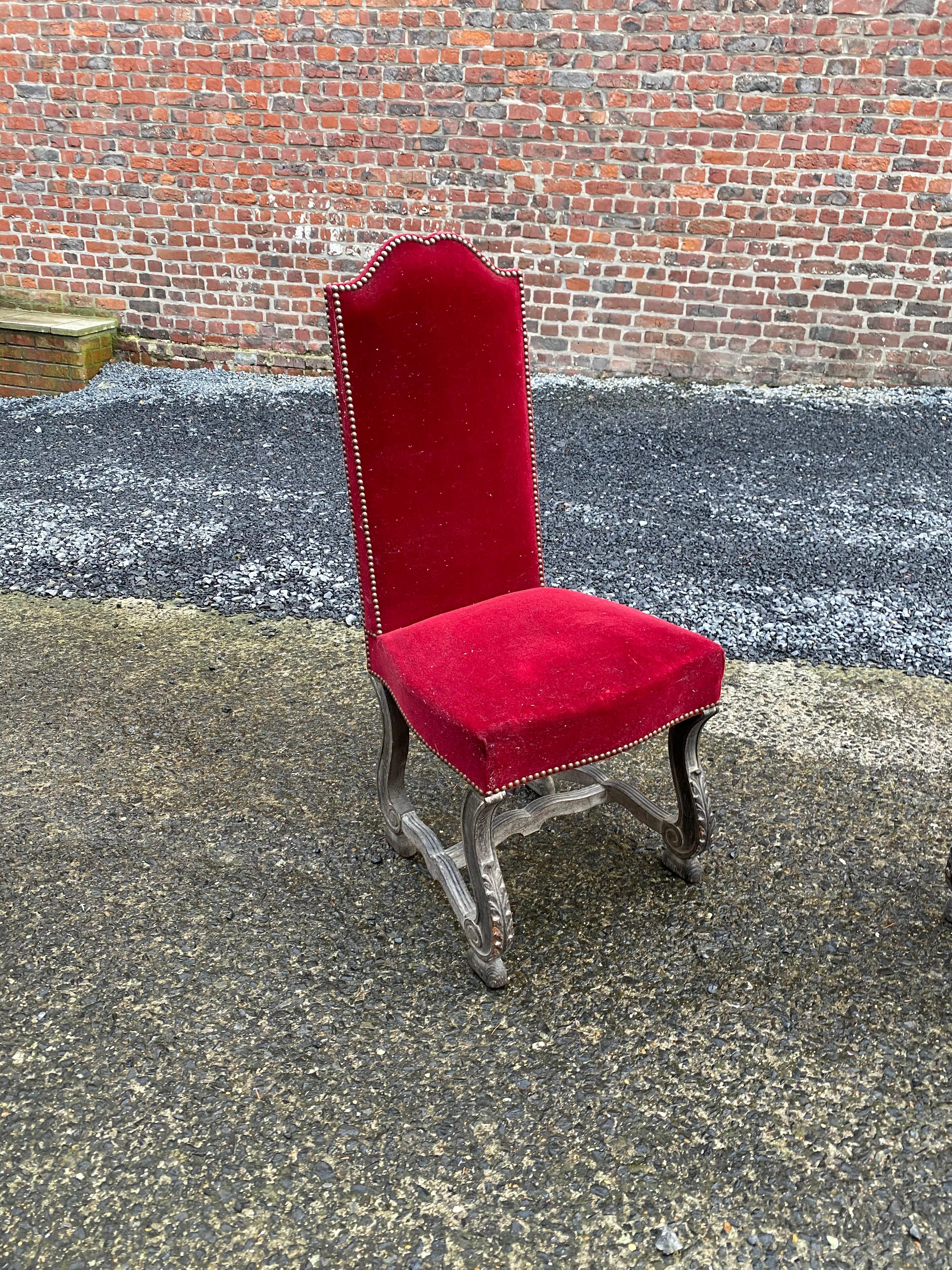 French 6 Neoclassic Chairs in Blackened and Ceruse Oak, circa 1940-1950 For Sale