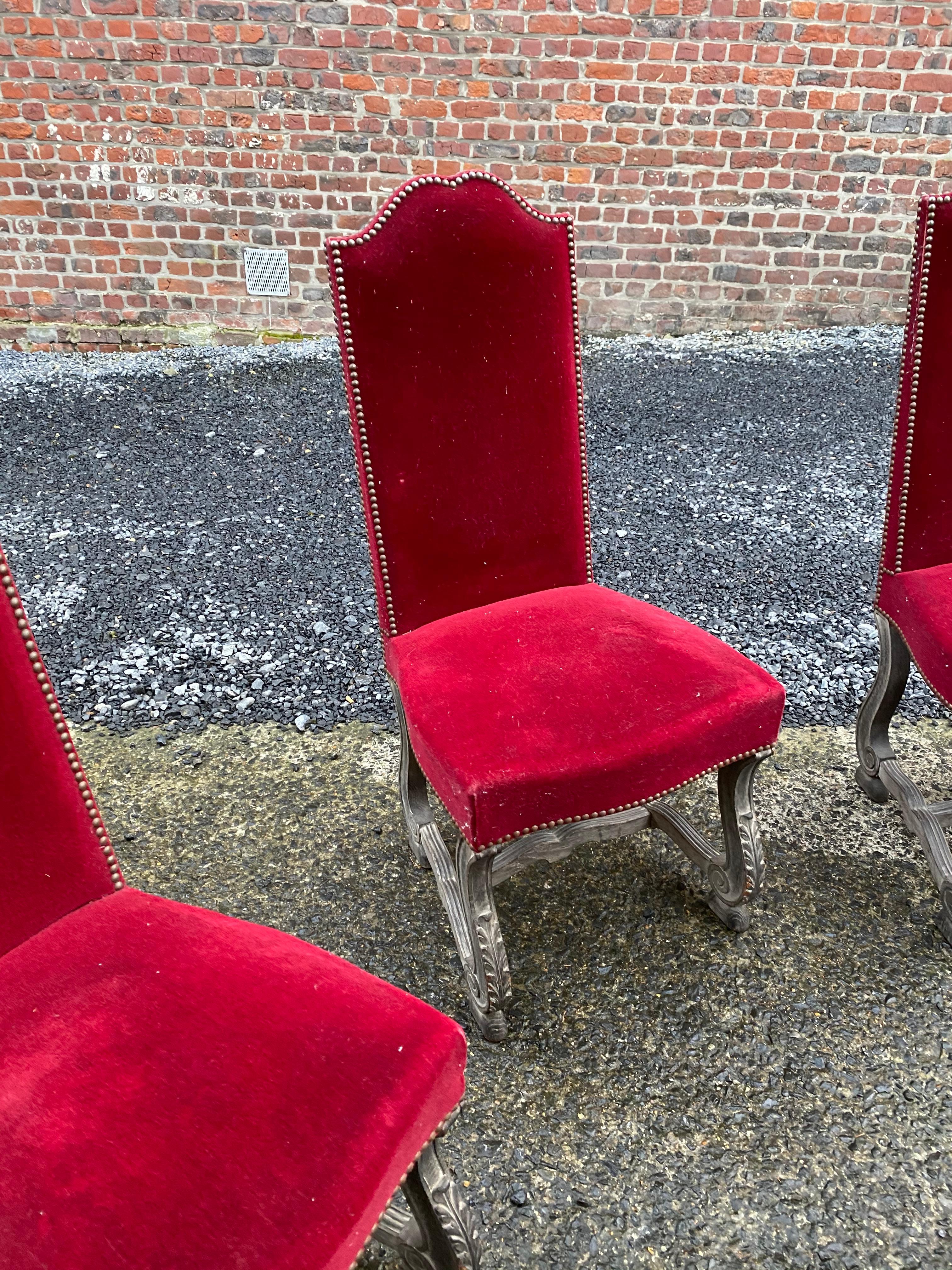 6 Neoclassic Chairs in Blackened and Ceruse Oak, circa 1940-1950 For Sale 2