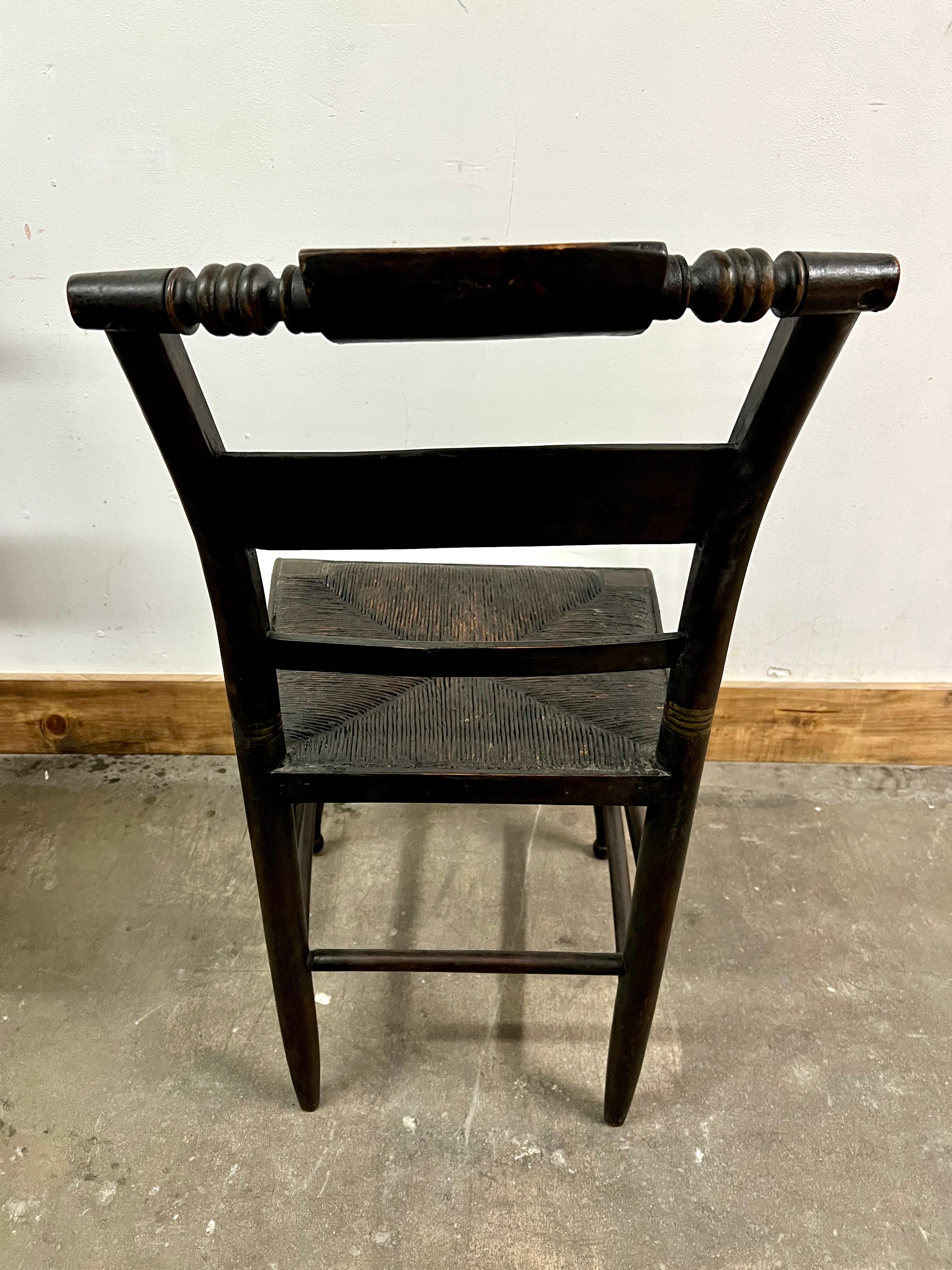 American Classical 6 New England Hitchcock Style Chairs with Woven Rush Seats