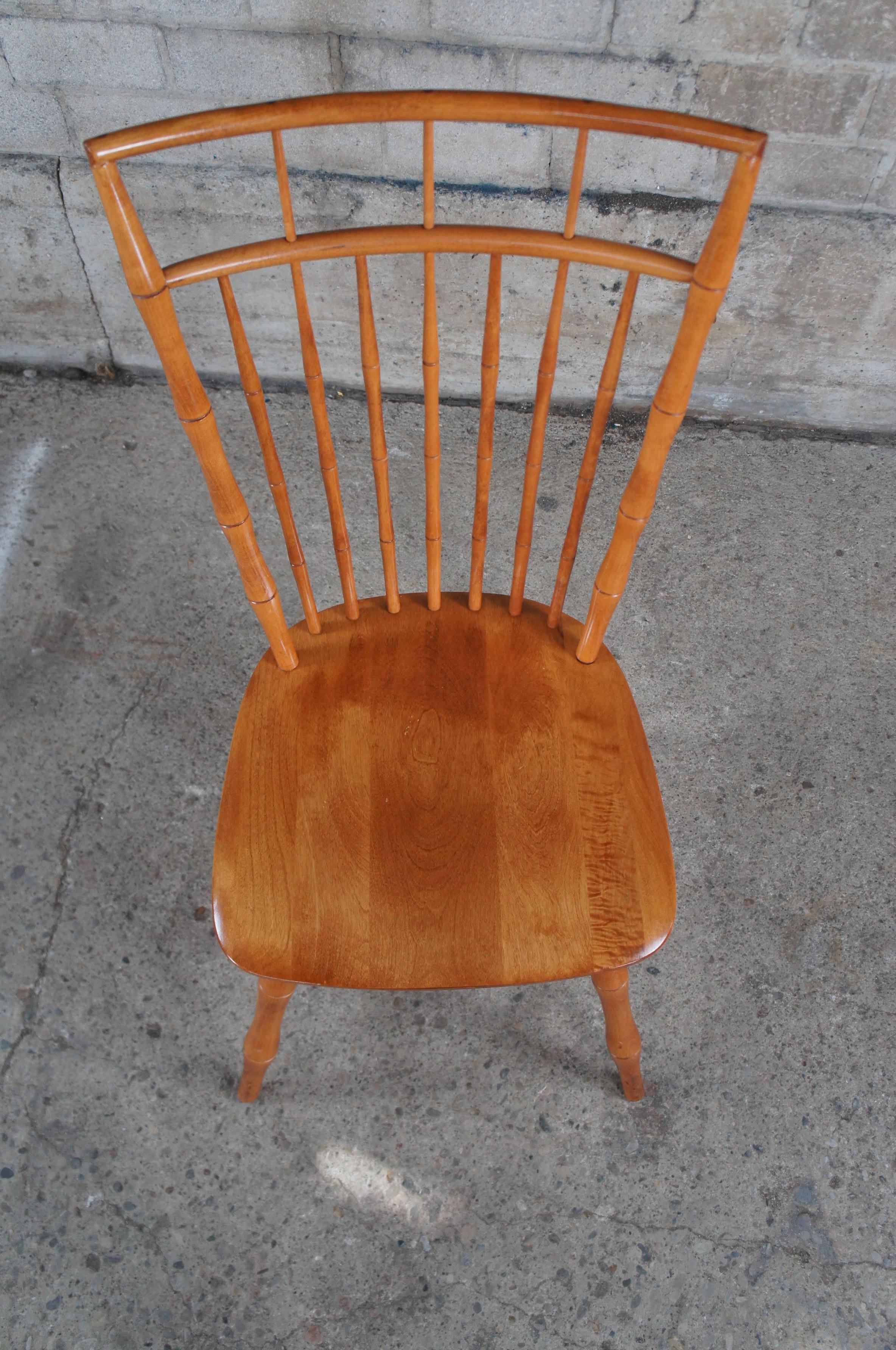 6 Nichols & Stone American Windsor Faux Bamboo Maple Birdcage Dining Side Chairs In Good Condition In Dayton, OH