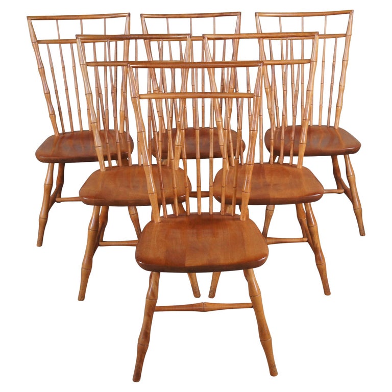 6 Nichols and Stone American Windsor Faux Bamboo Maple Birdcage Dining