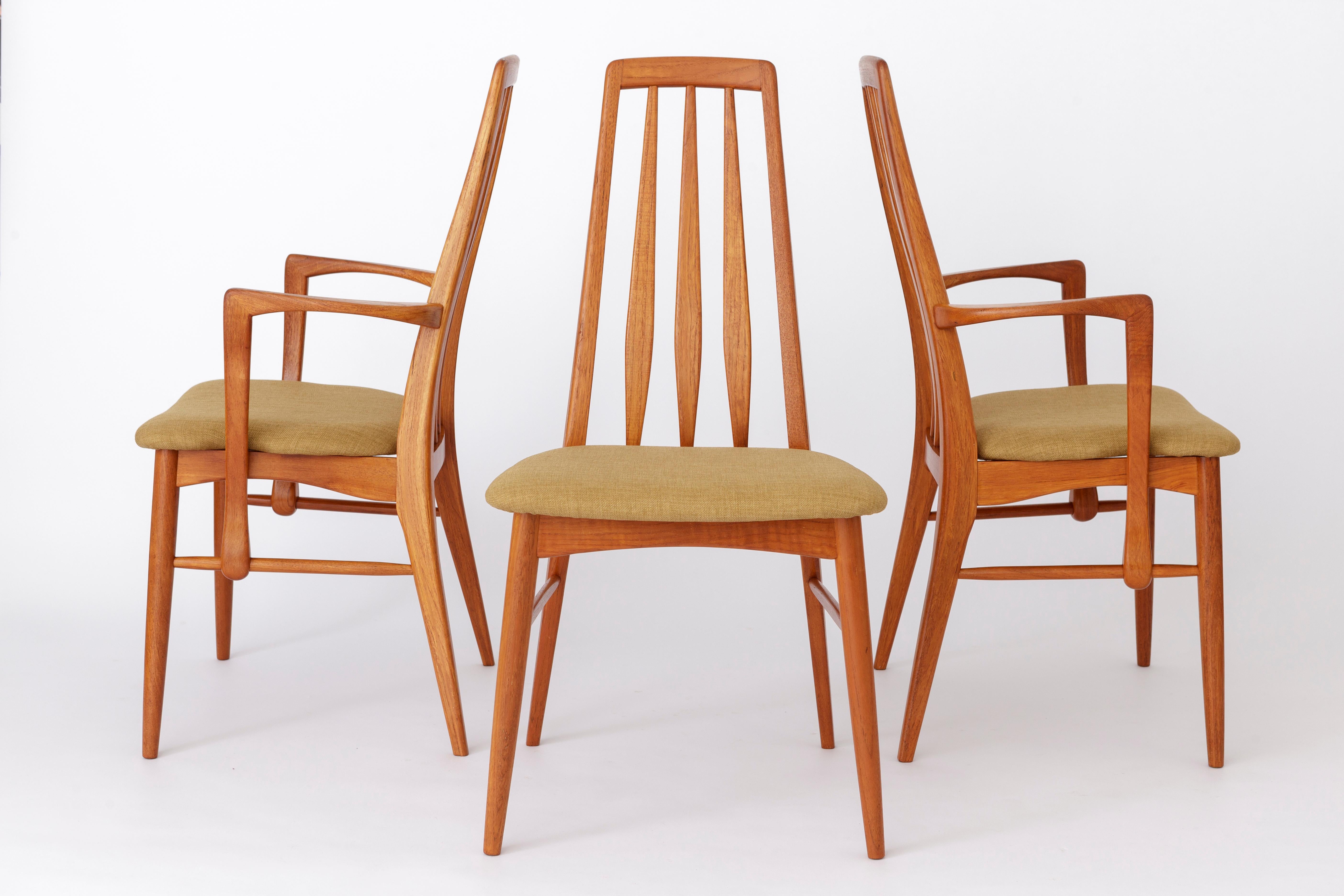 6 Niels Koefoed-Stühle 1960er Jahre Modell Eva, Dänemark, Teakholz, Teakholz (Poliert) im Angebot