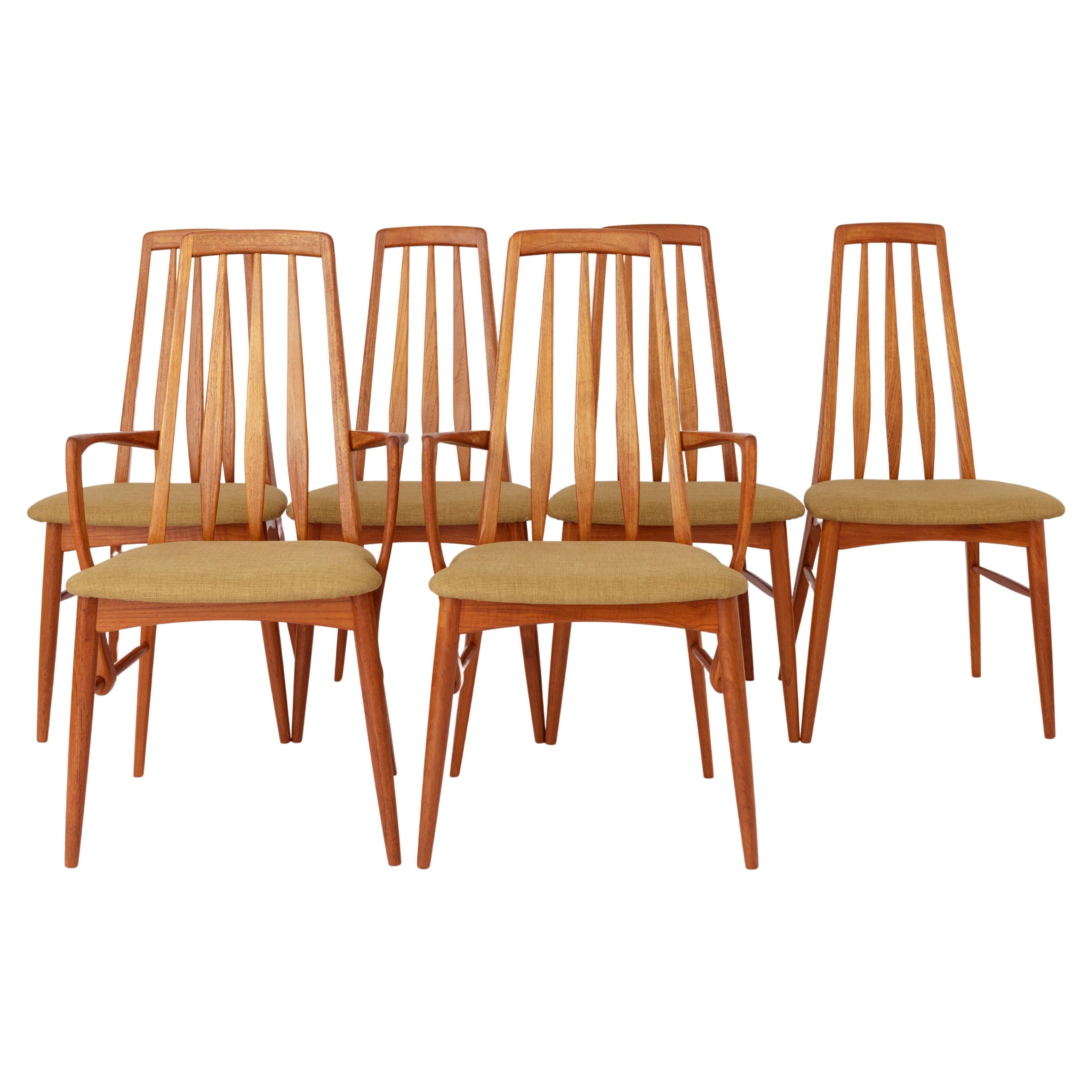 6 Niels Koefoed Chairs 1960s Model Eva, Danish, Teak For Sale