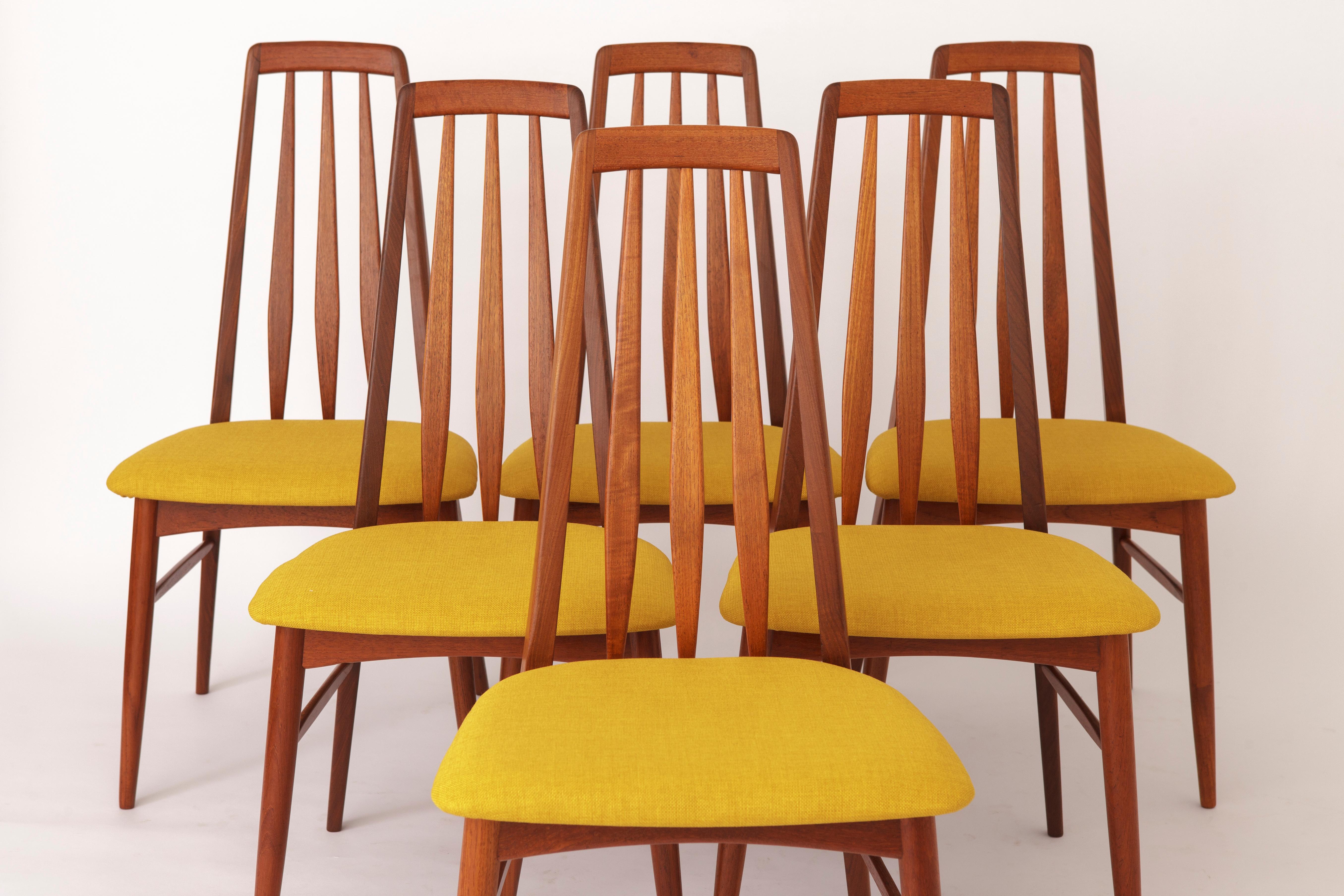 Set of 6 vintage dining chairs designed by Niels Koefoed, Denmark. 
Model 