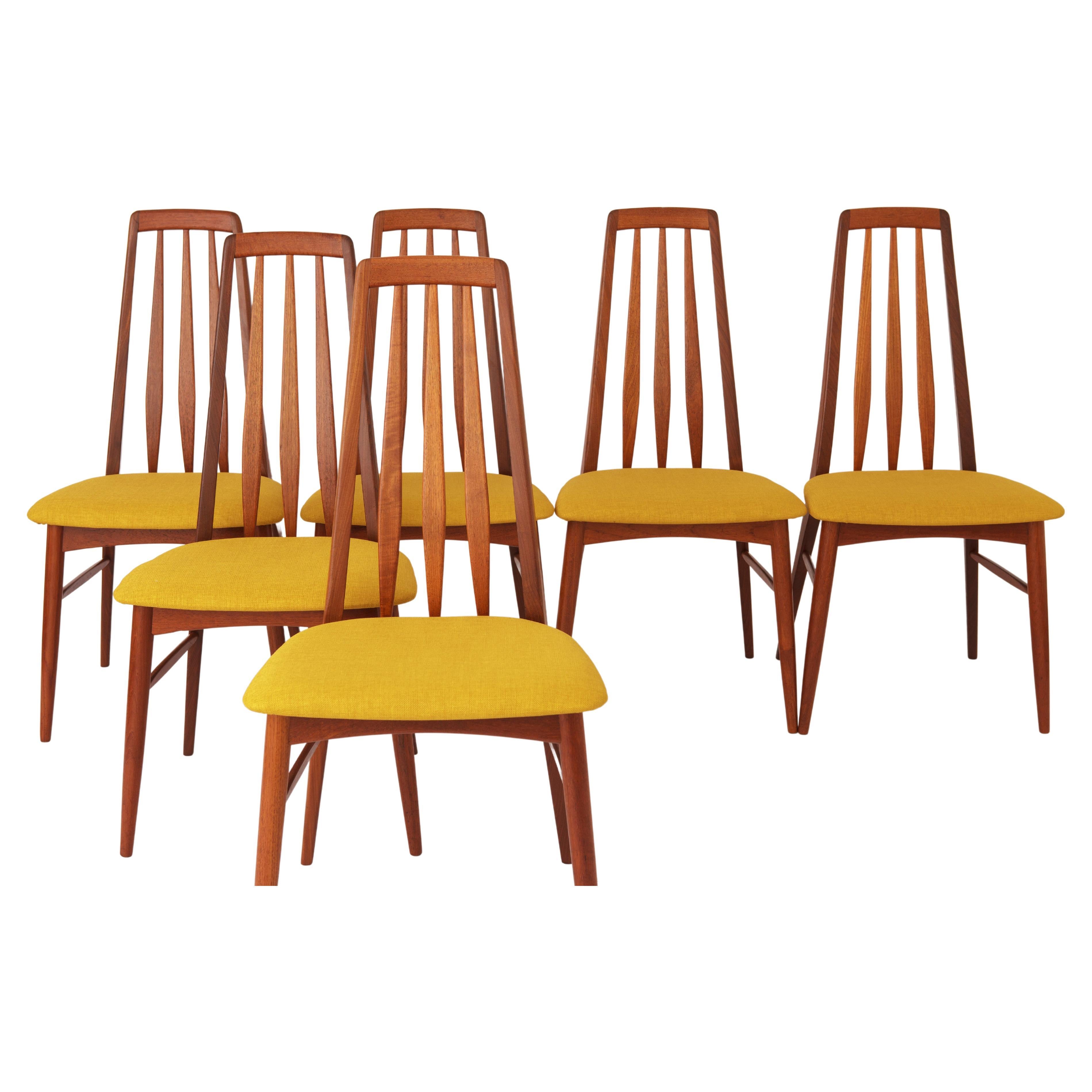 6 Niels Koefoed Dining Chairs Eva, 1960s Vintage - Set of 6 For Sale