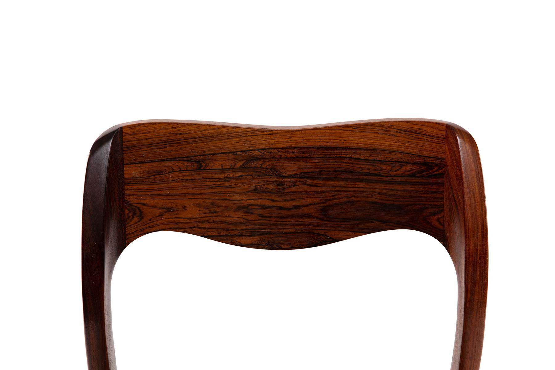 Mid-20th Century 6 Niels Møller Brazilian Rosewood and Corded 71 Dining Chairs