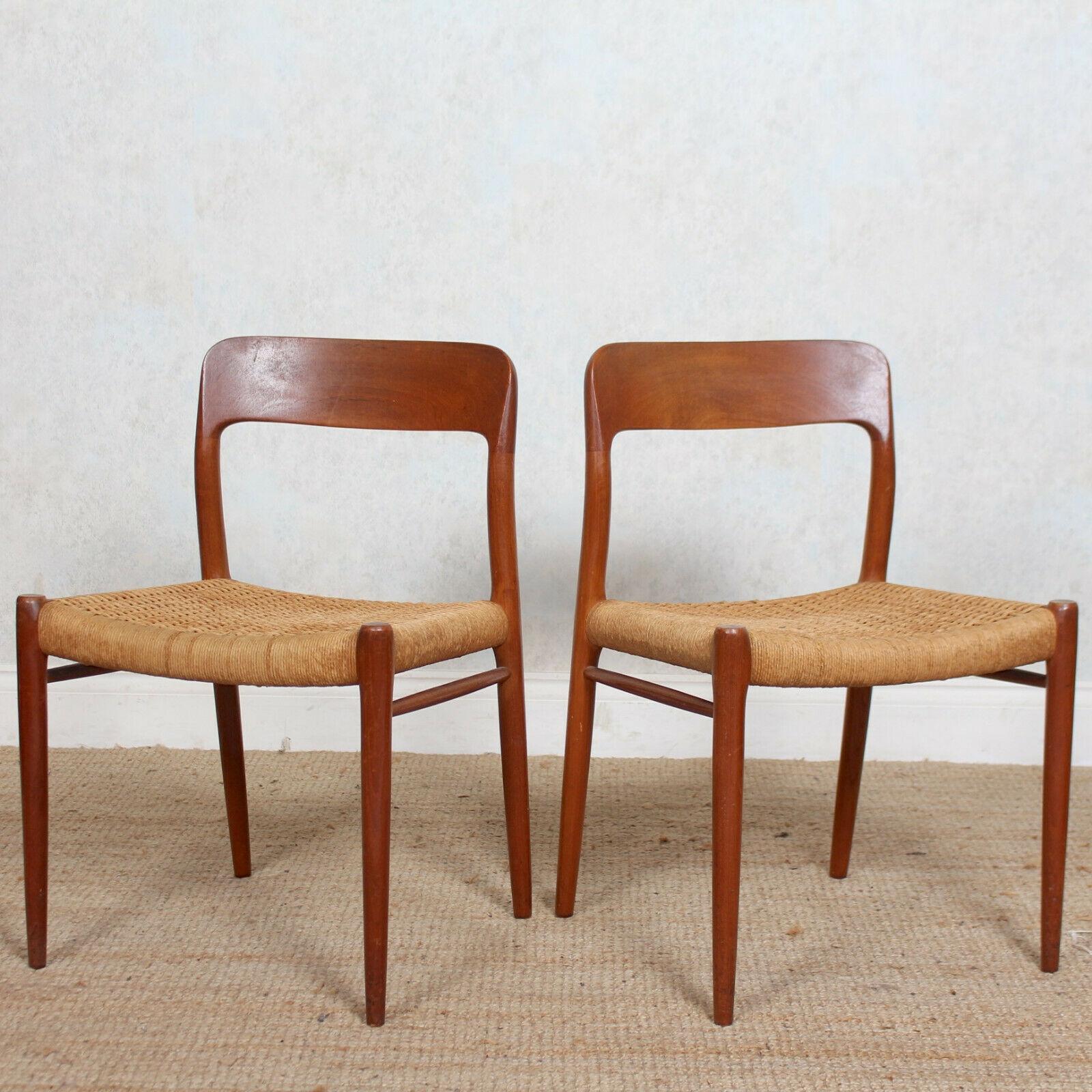 English 6 Niels Moller Model 75 Dining Chairs Teak, Set of Six, Denmark, 1970 For Sale