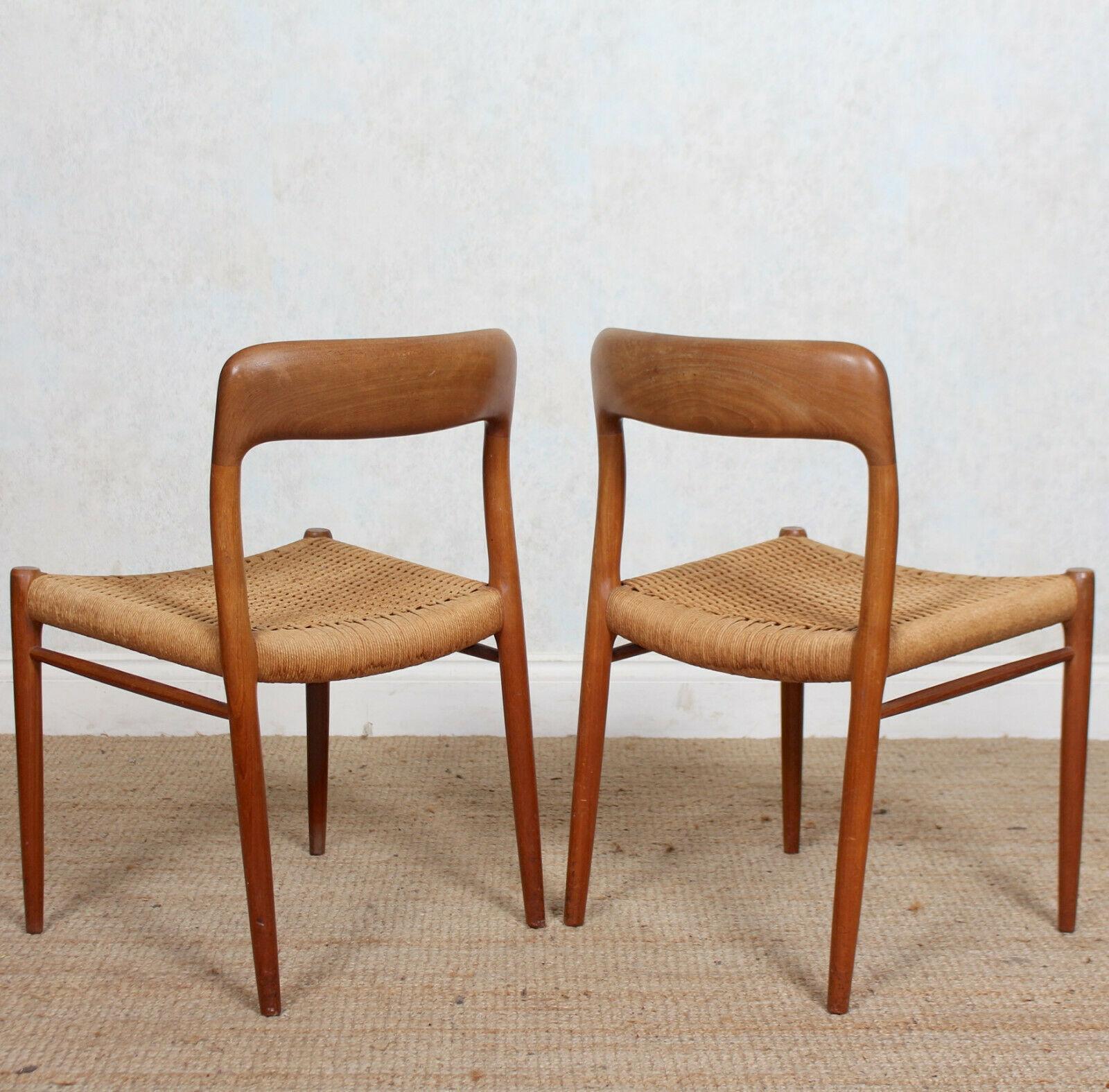 20th Century 6 Niels Moller Model 75 Dining Chairs Teak, Set of Six, Denmark, 1970 For Sale