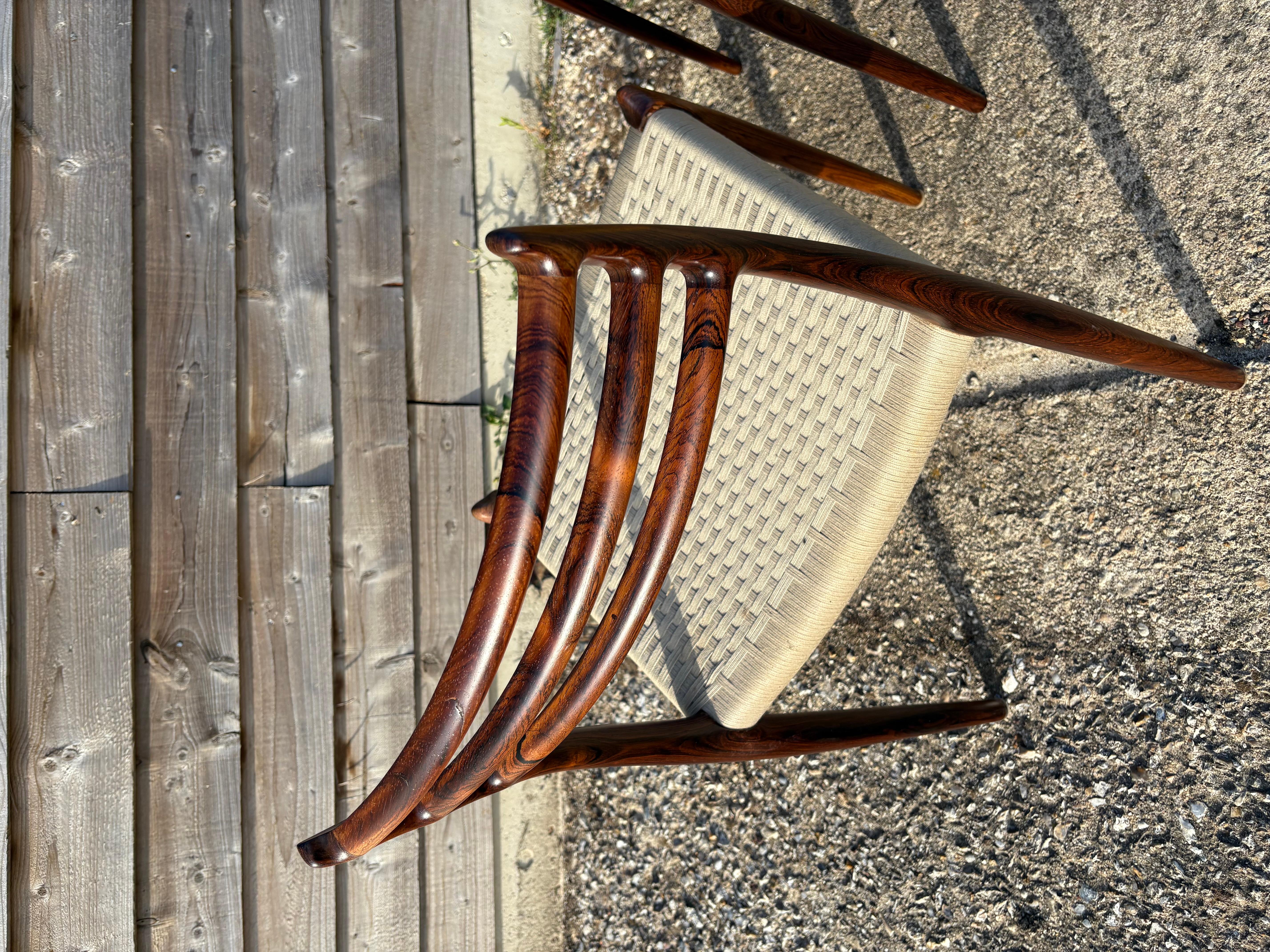 Scandinavian Modern 6 Niels Otto Moller model 78 Dining Chairs in Original Cord For Sale