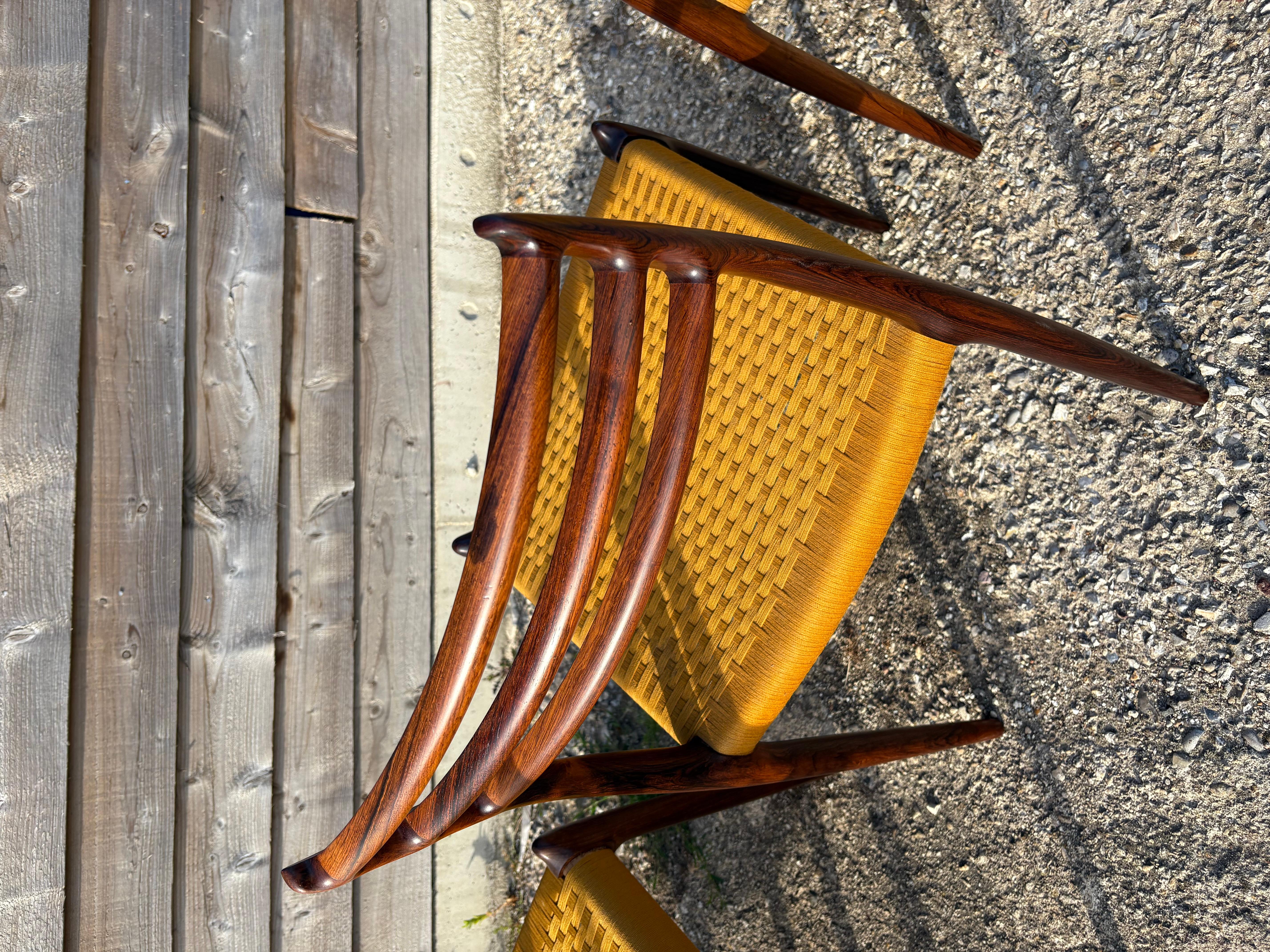 Hand-Woven 6 Niels Otto Moller model 78 Dining Chairs in Original Cord For Sale