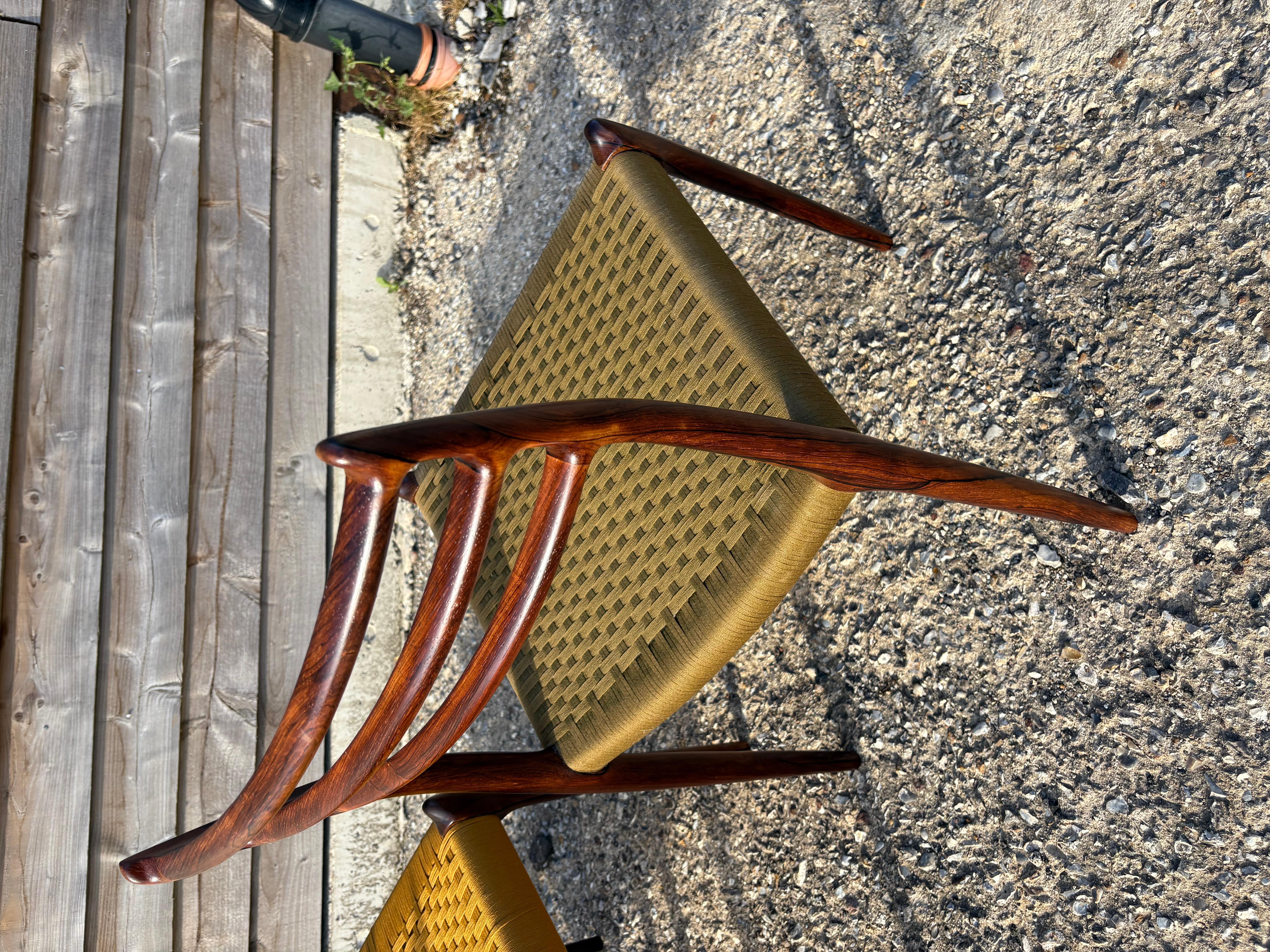 Hardwood 6 Niels Otto Moller model 78 Dining Chairs in Original Cord For Sale