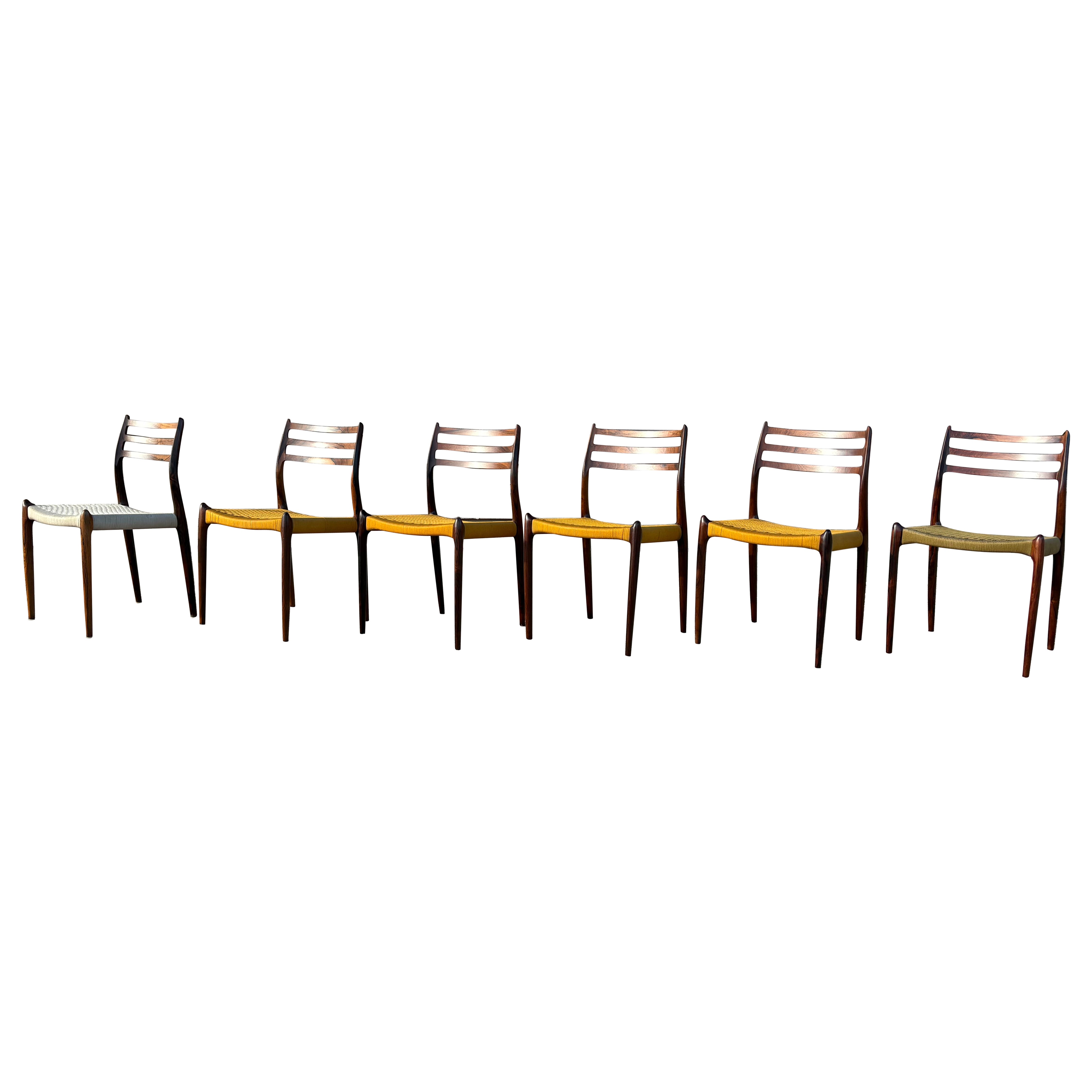 6 Niels Otto Moller model 78 Dining Chairs in Original Cord For Sale