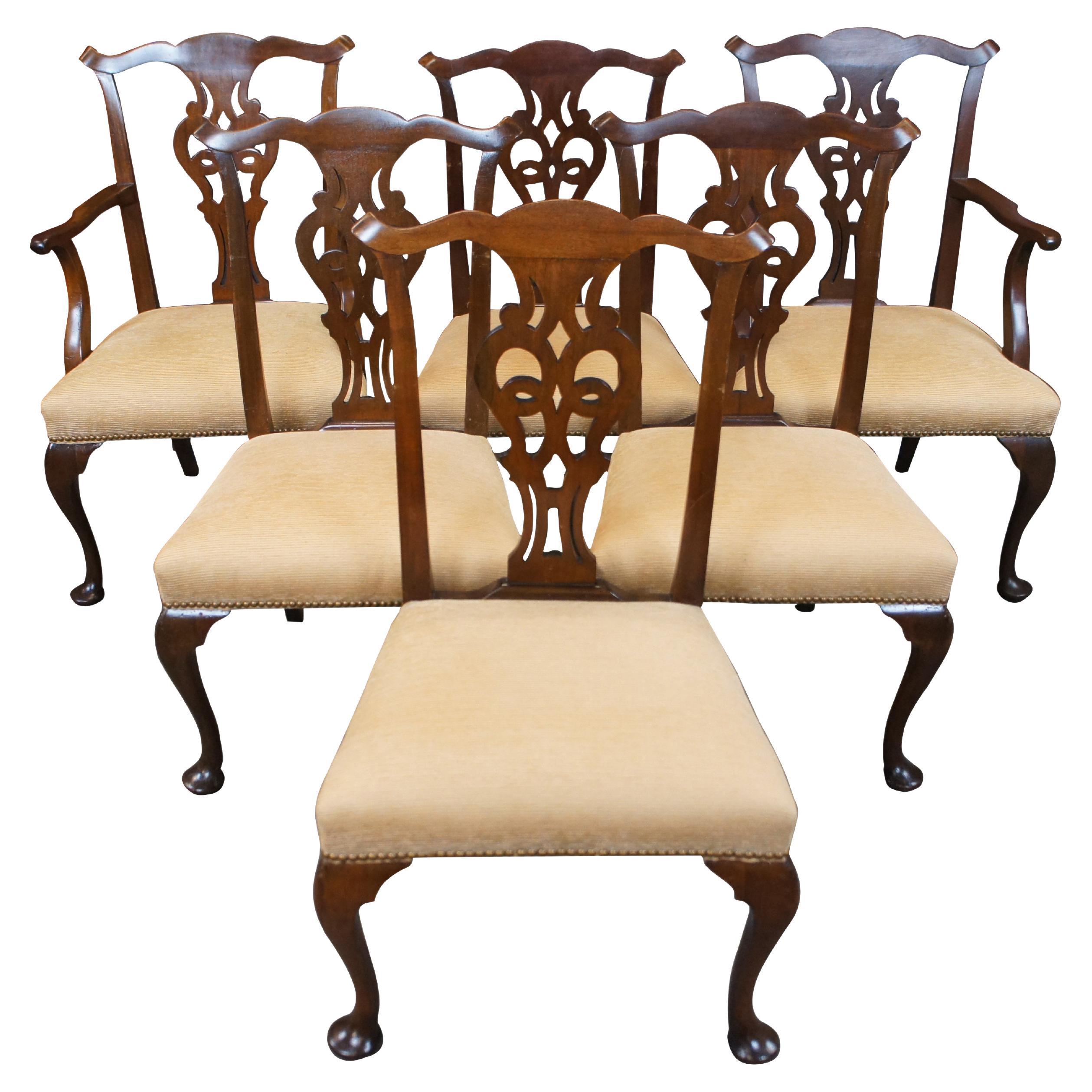 6 Norris Georgian Chippendale Style Mahogany Dining Chairs