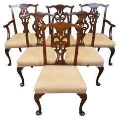 6 Norris Georgian Chippendale Style Mahogany Dining Chairs