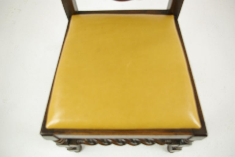 6 Oak Dining Chairs, Barley Twist Chairs, Scotland 1920, Antique