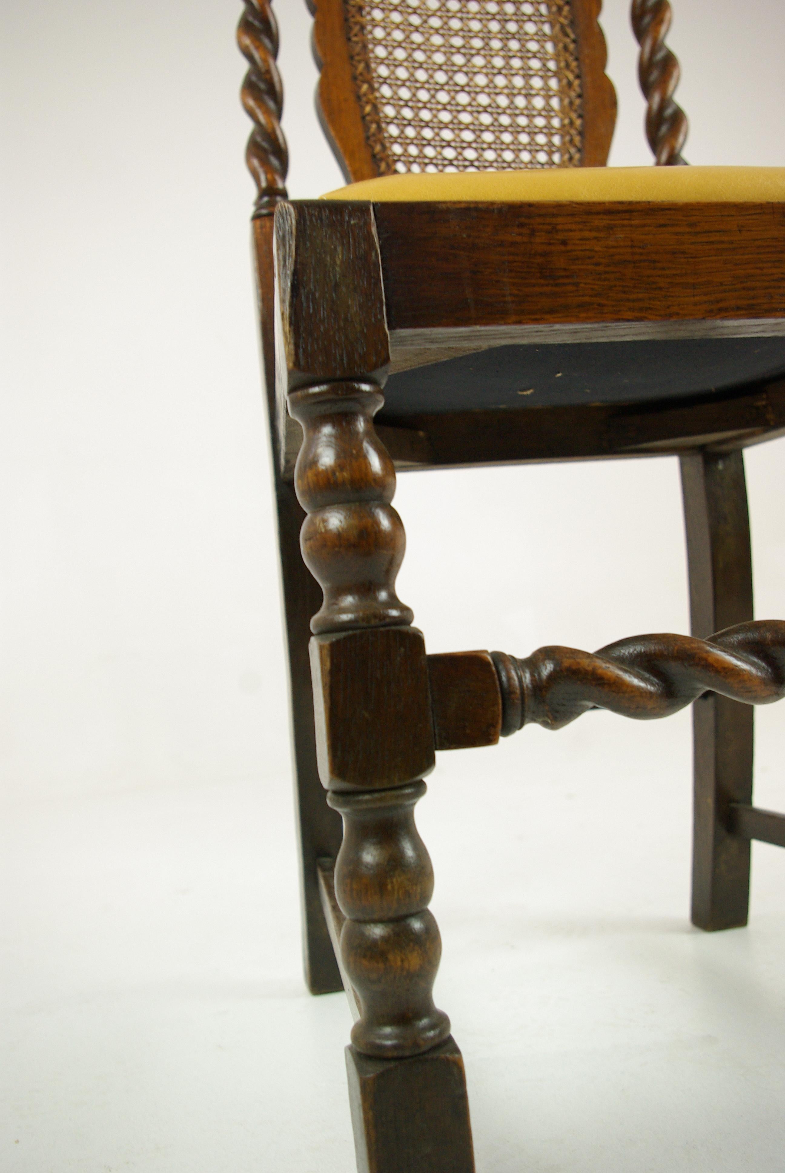 6 Oak Dining Chairs, Barley Twist Chairs, Scotland 1920, Antique Furniture B1375 4