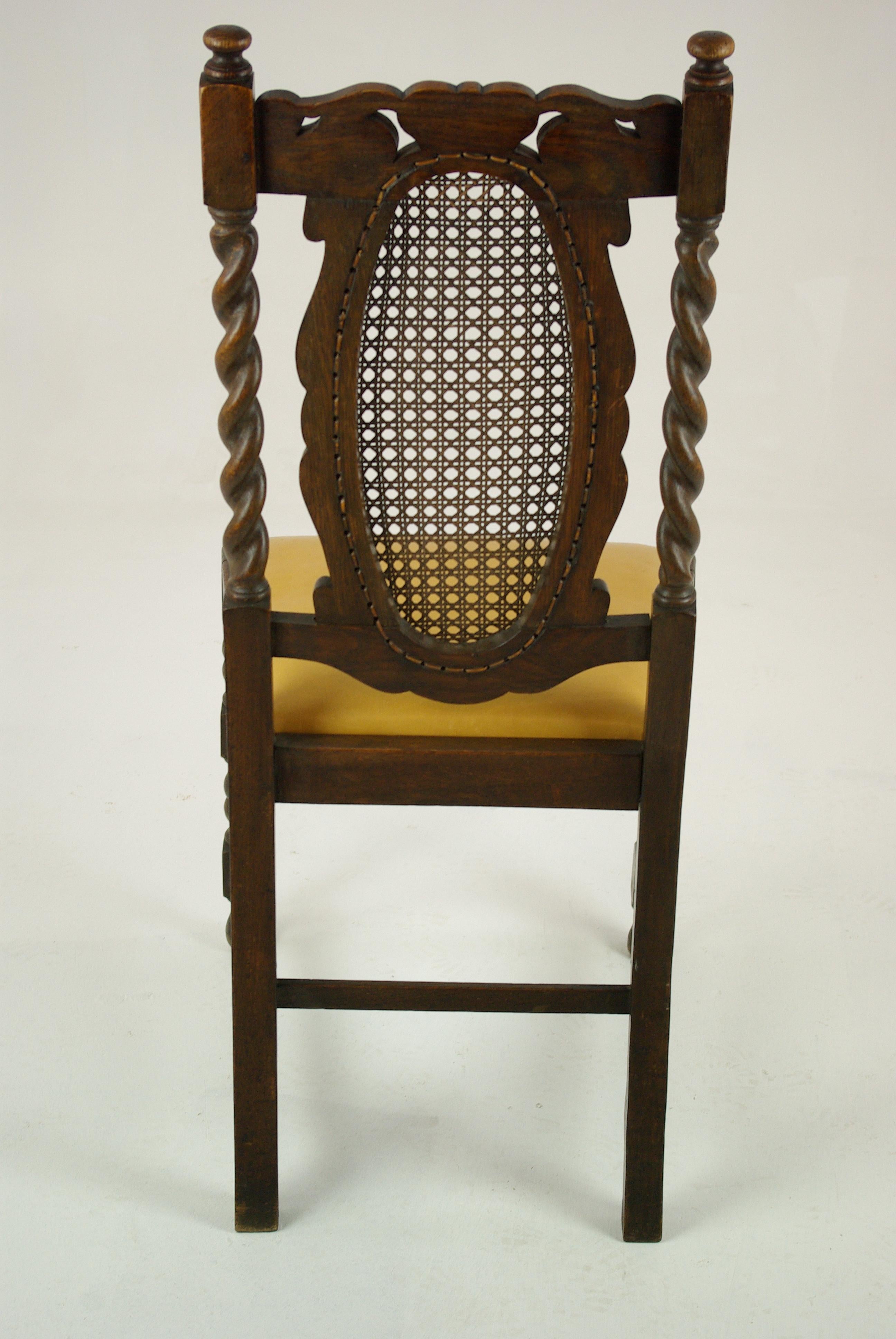 6 Oak Dining Chairs, Barley Twist Chairs, Scotland 1920, Antique Furniture B1375 In Good Condition In Vancouver, BC