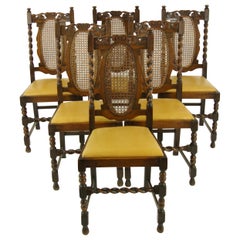 6 Oak Dining Chairs, Barley Twist Chairs, Scotland 1920, Antique Furniture B1375